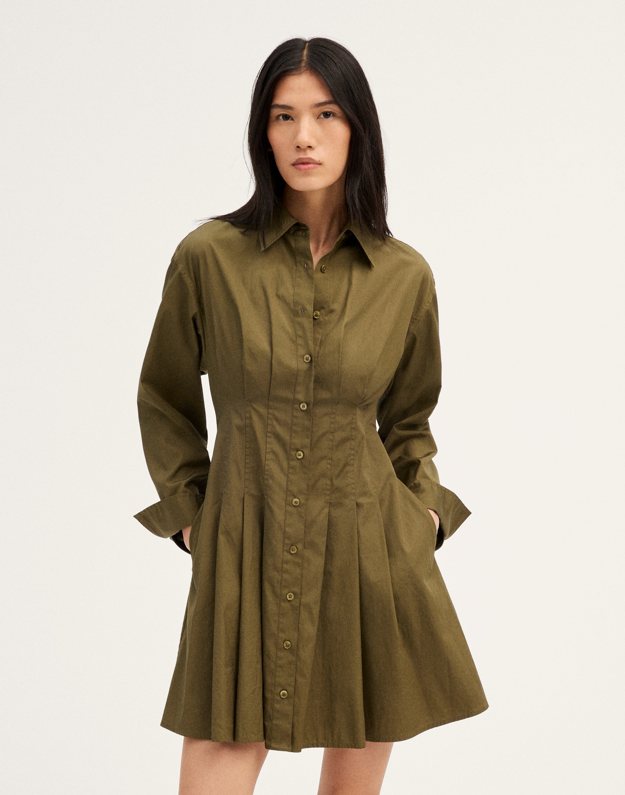 Seamed Mini Shirtdress