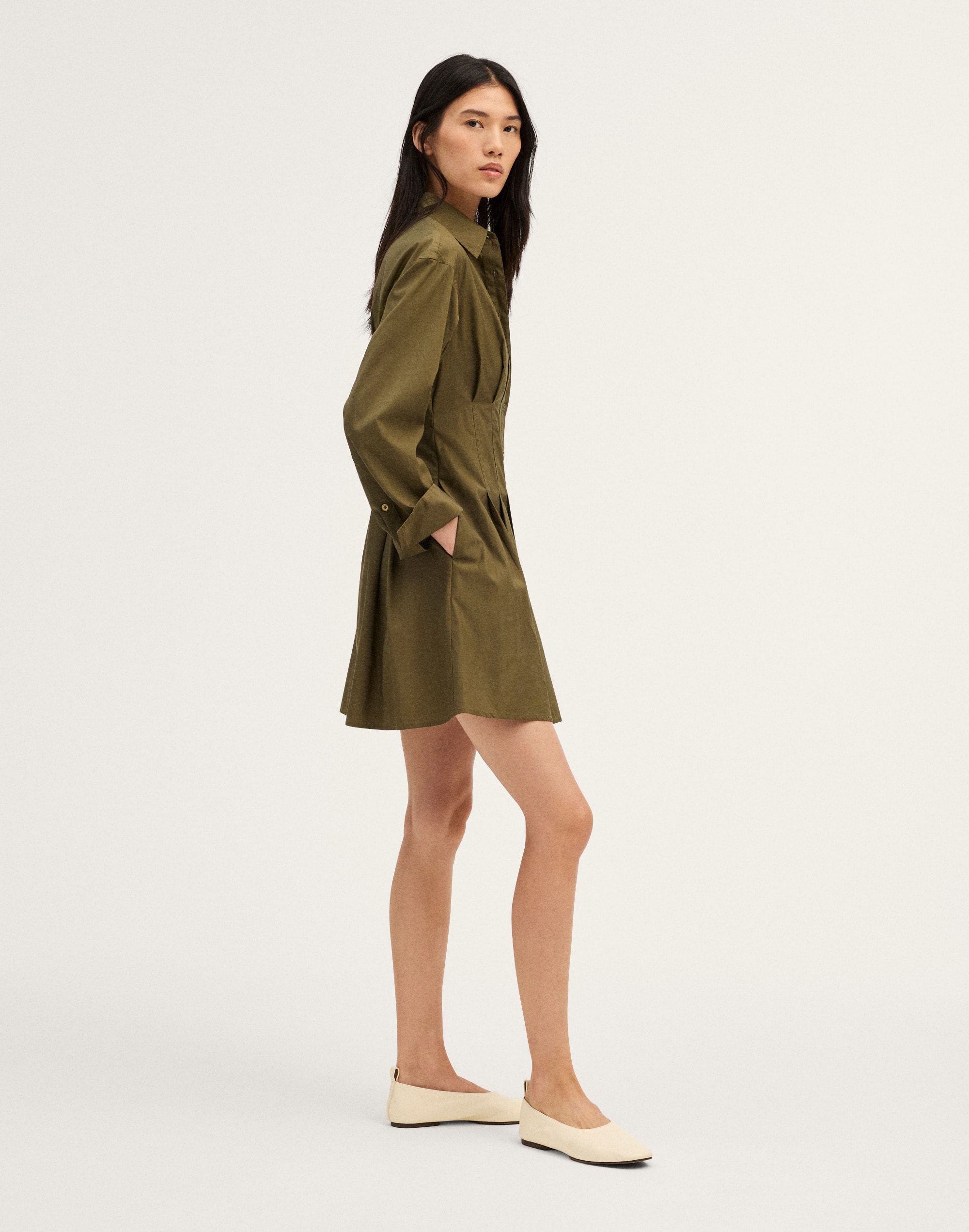 Seamed Mini Shirtdress