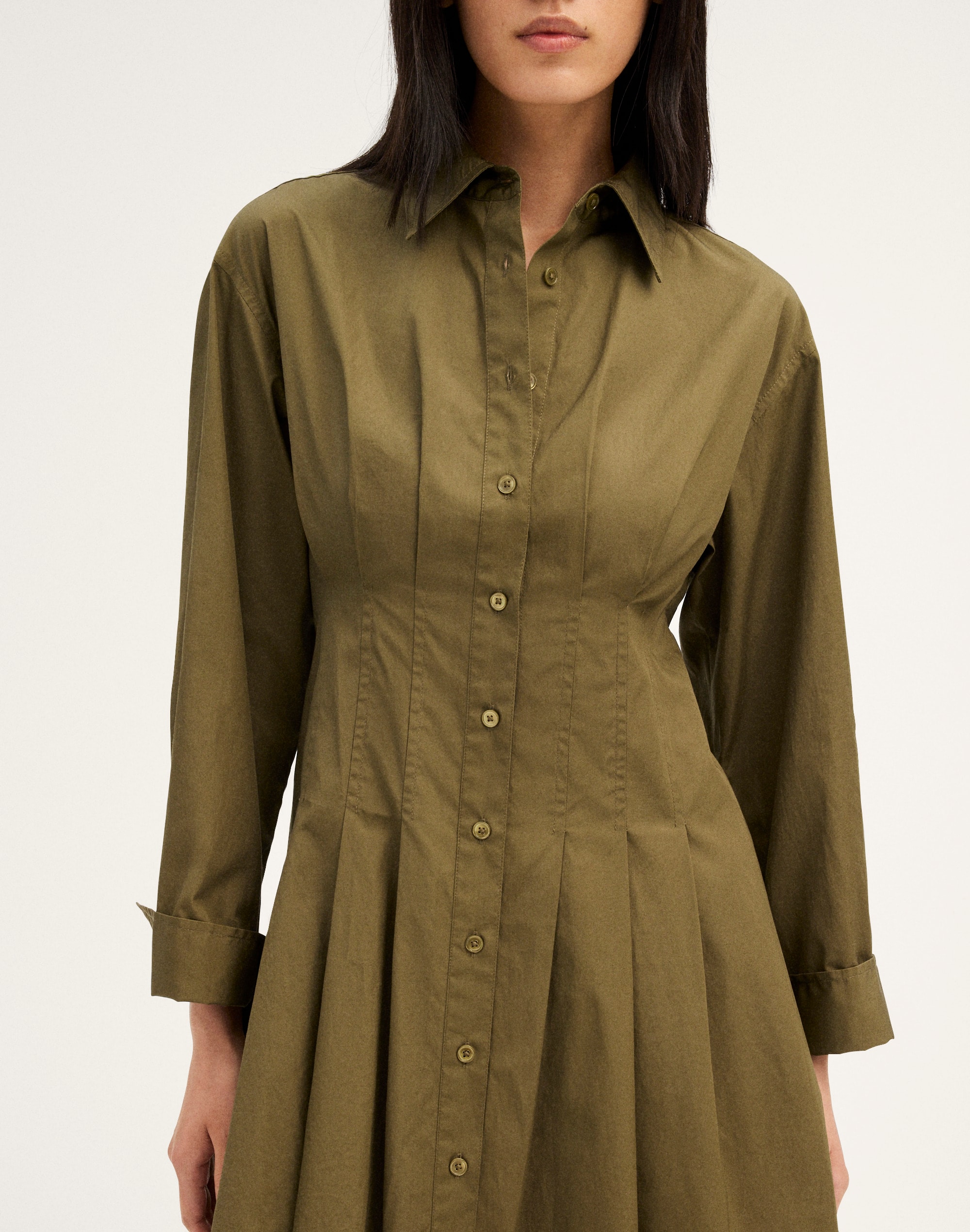 Seamed Mini Shirtdress