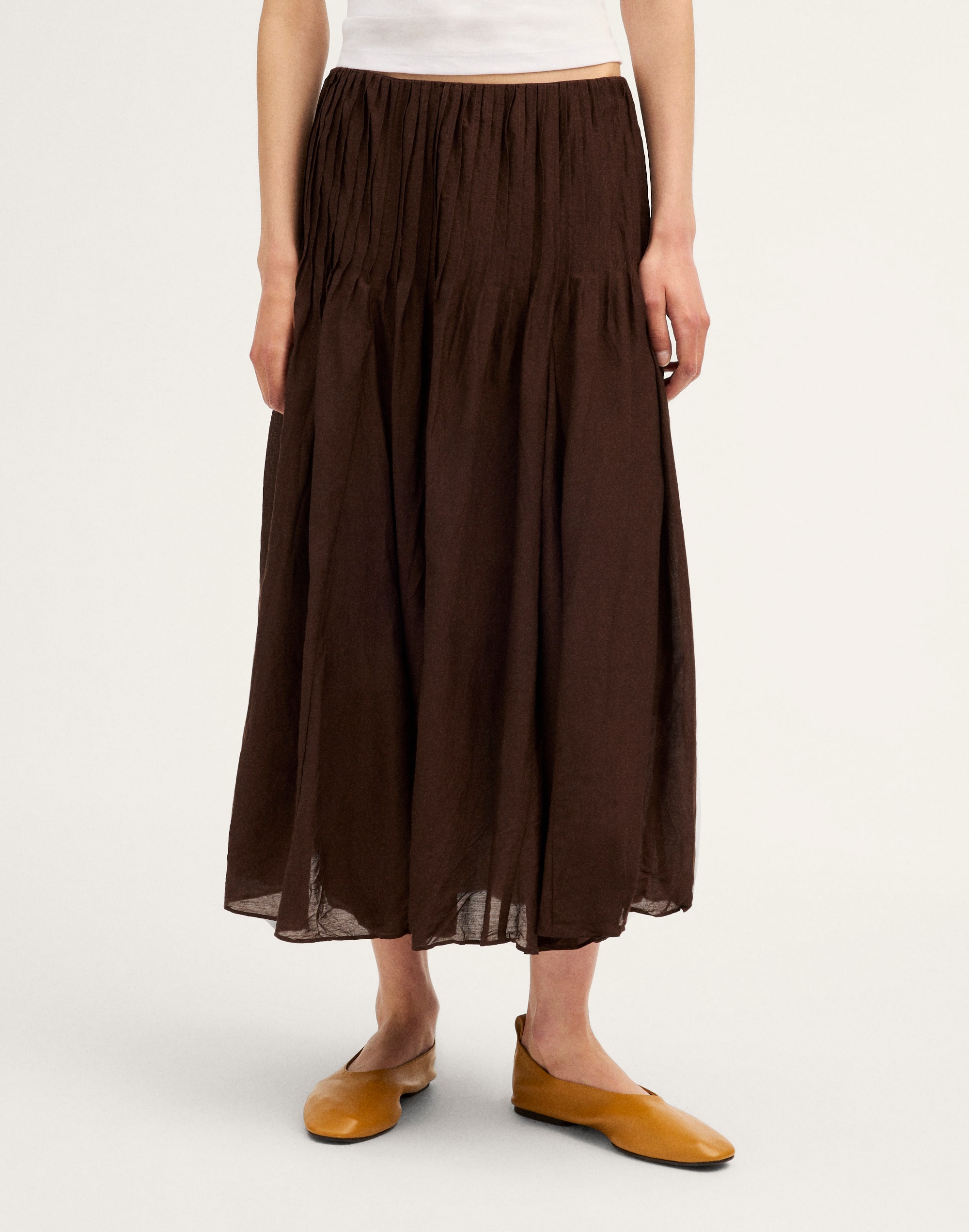 Pintucked Midi Skirt
