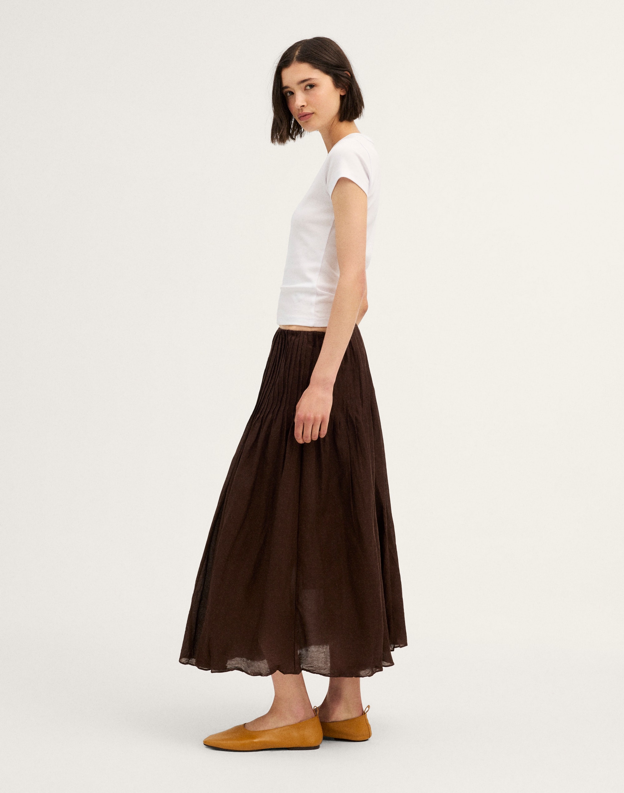 Pintucked Midi Skirt