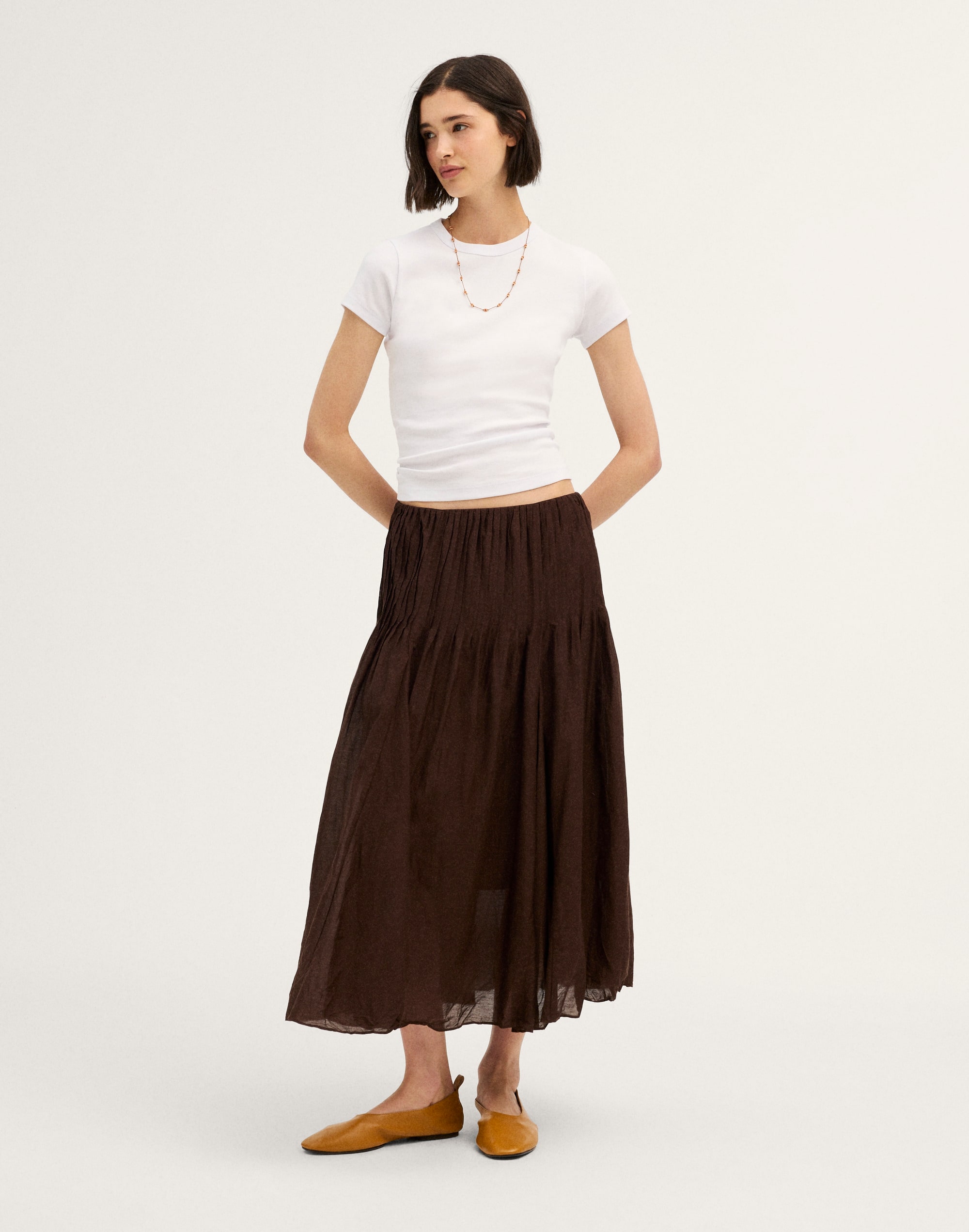 Pintucked Midi Skirt