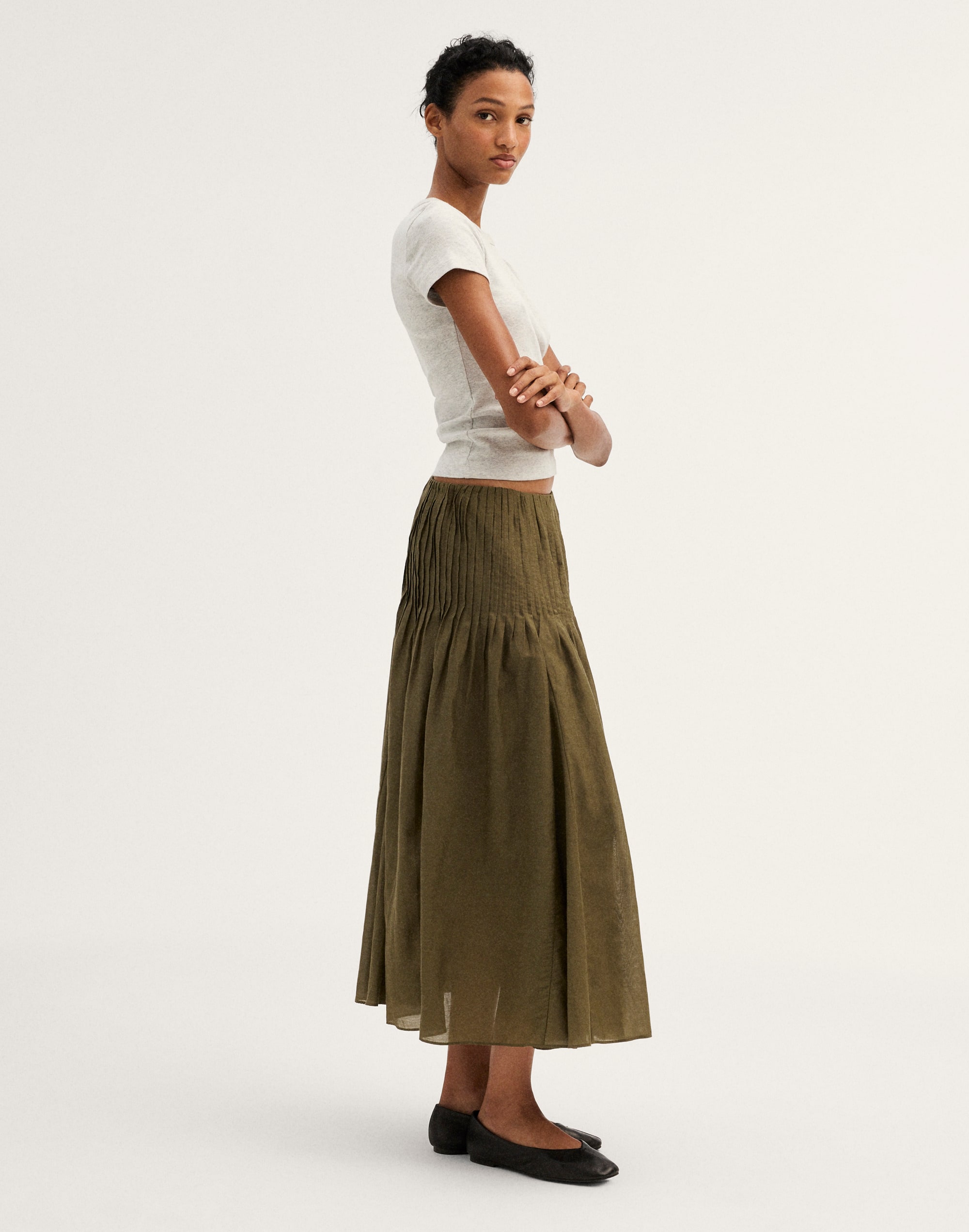 Pintucked Midi Skirt Alternate Image 3