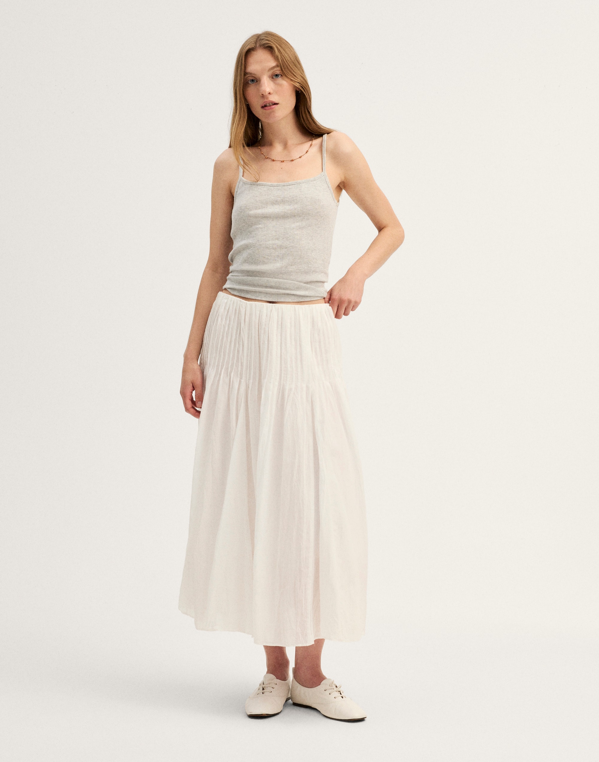 Pintucked Midi Skirt