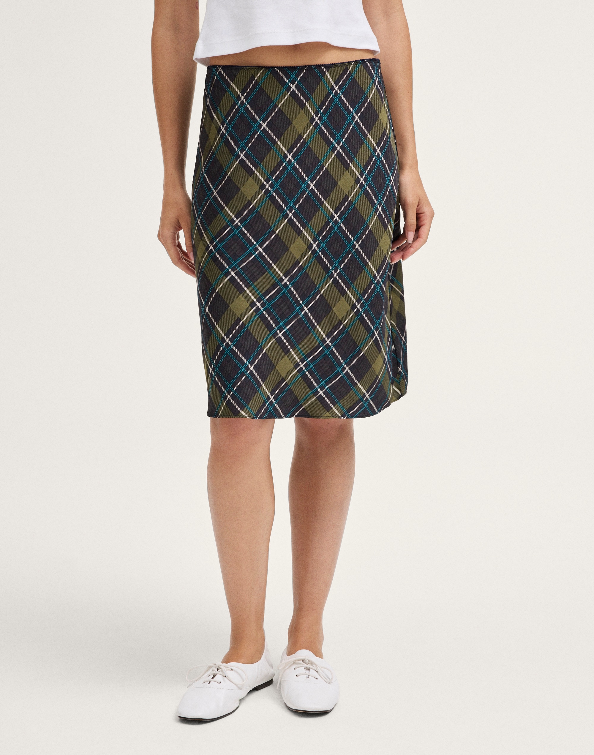 Picot-Trim Midi Slip Skirt
