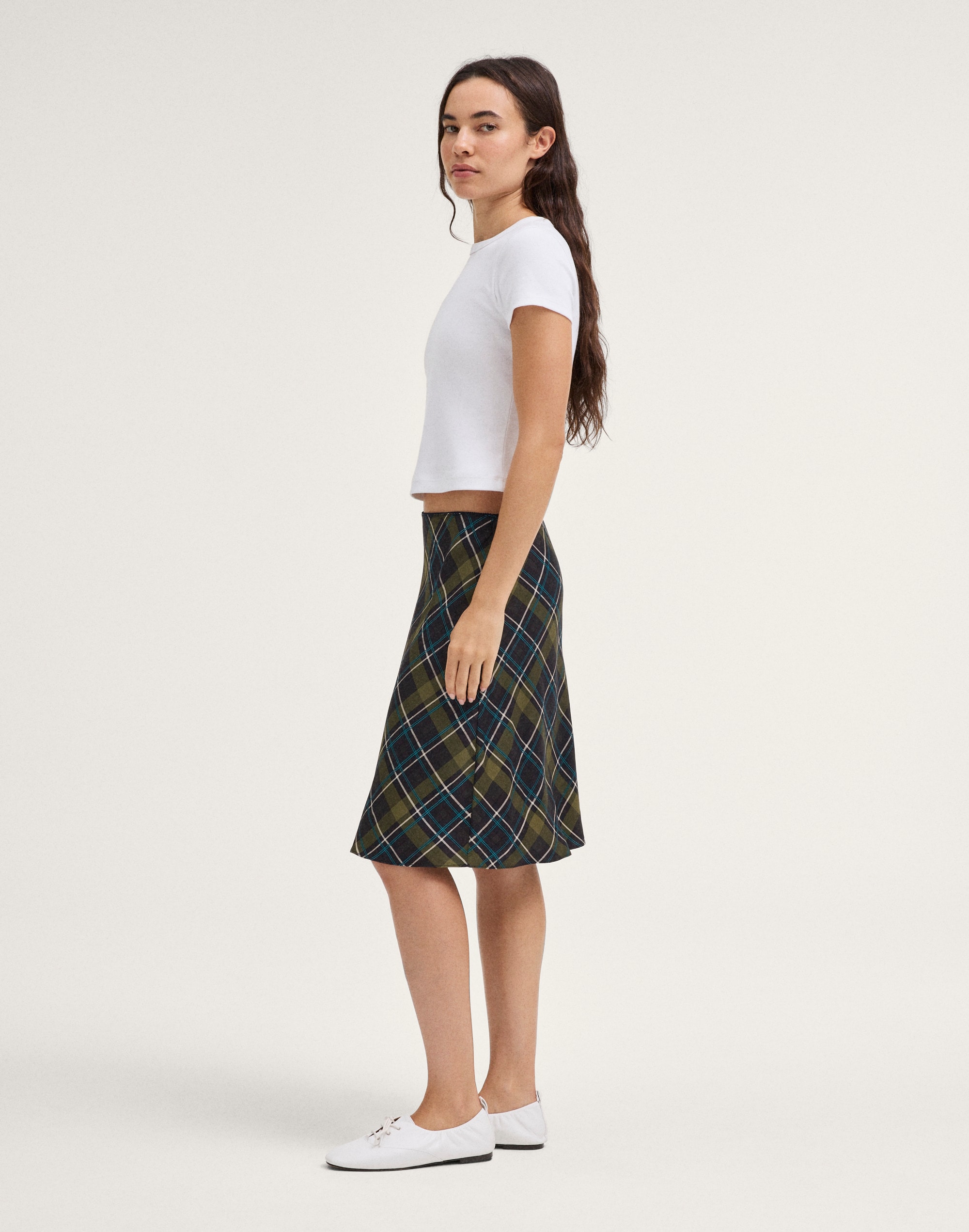 Picot-Trim Midi Slip Skirt