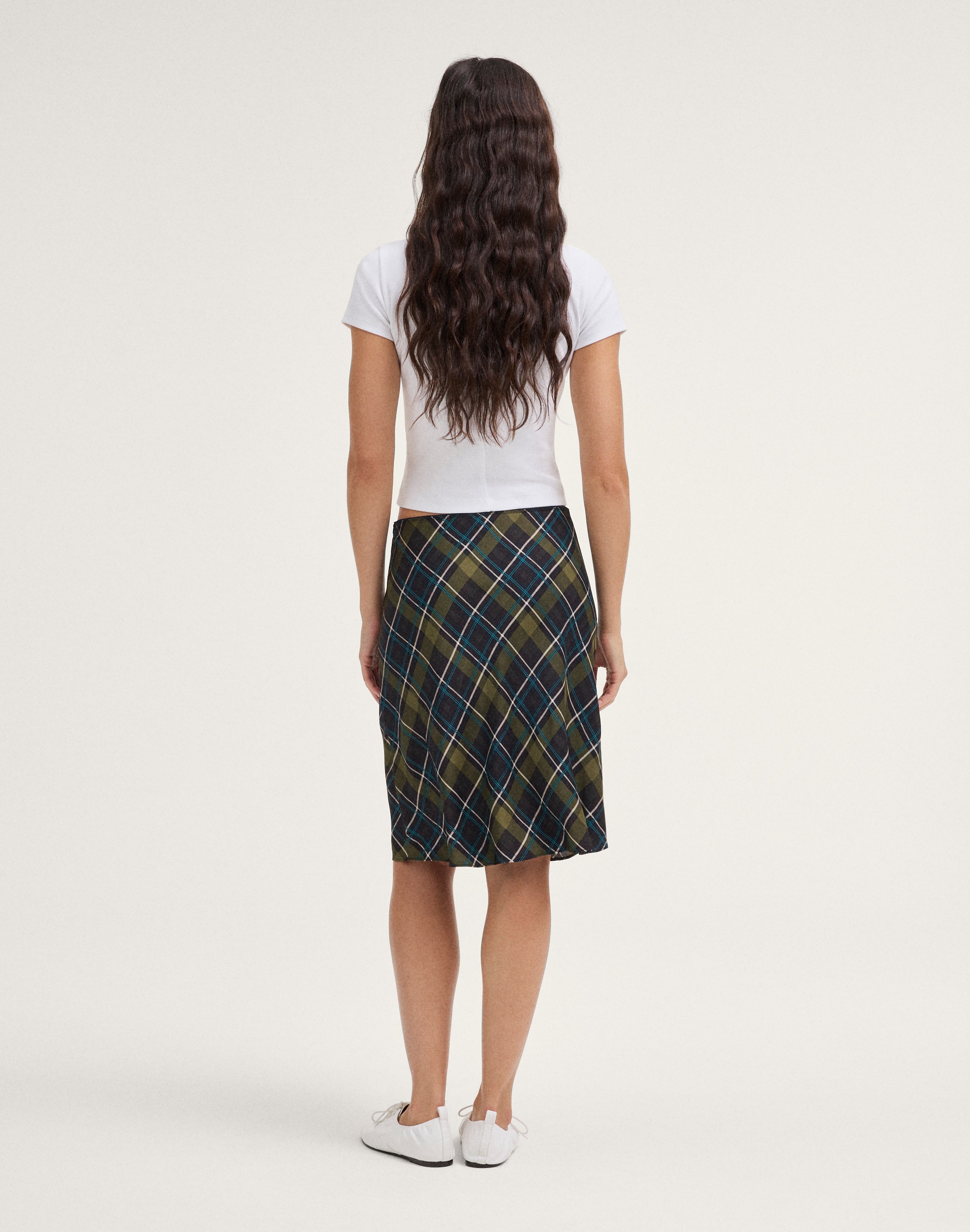 Picot-Trim Midi Slip Skirt
