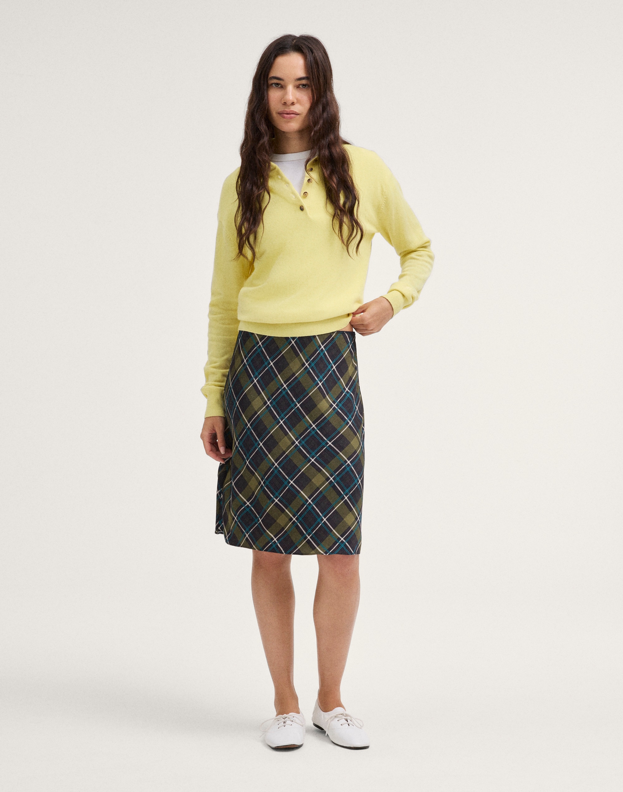 Picot-Trim Midi Slip Skirt