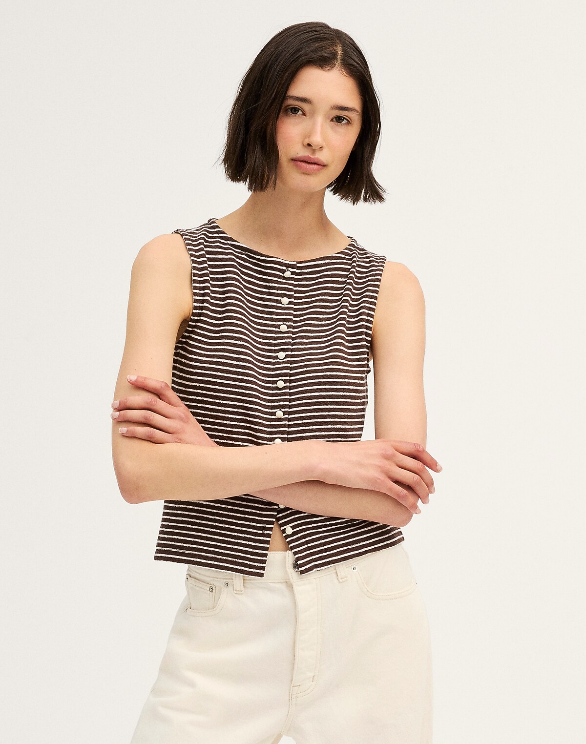 Sleeveless Boatneck Vest Top