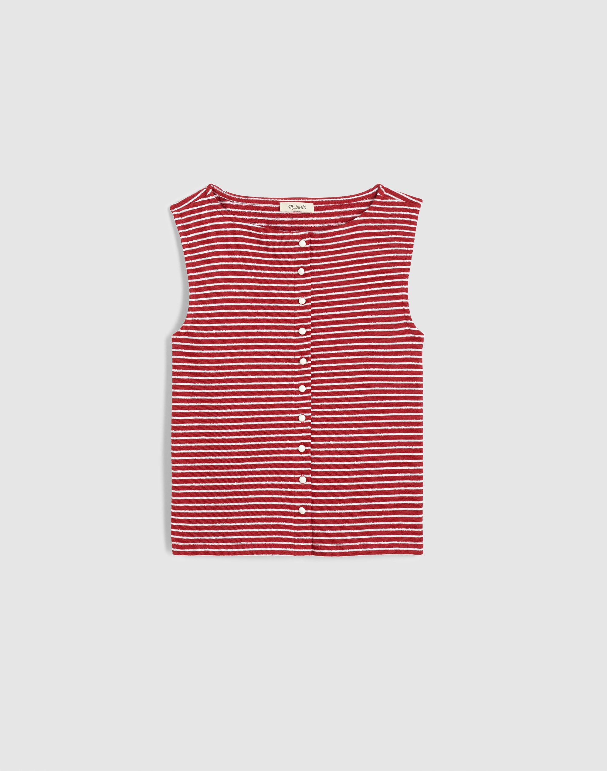 Sleeveless Boatneck Vest Top - Red