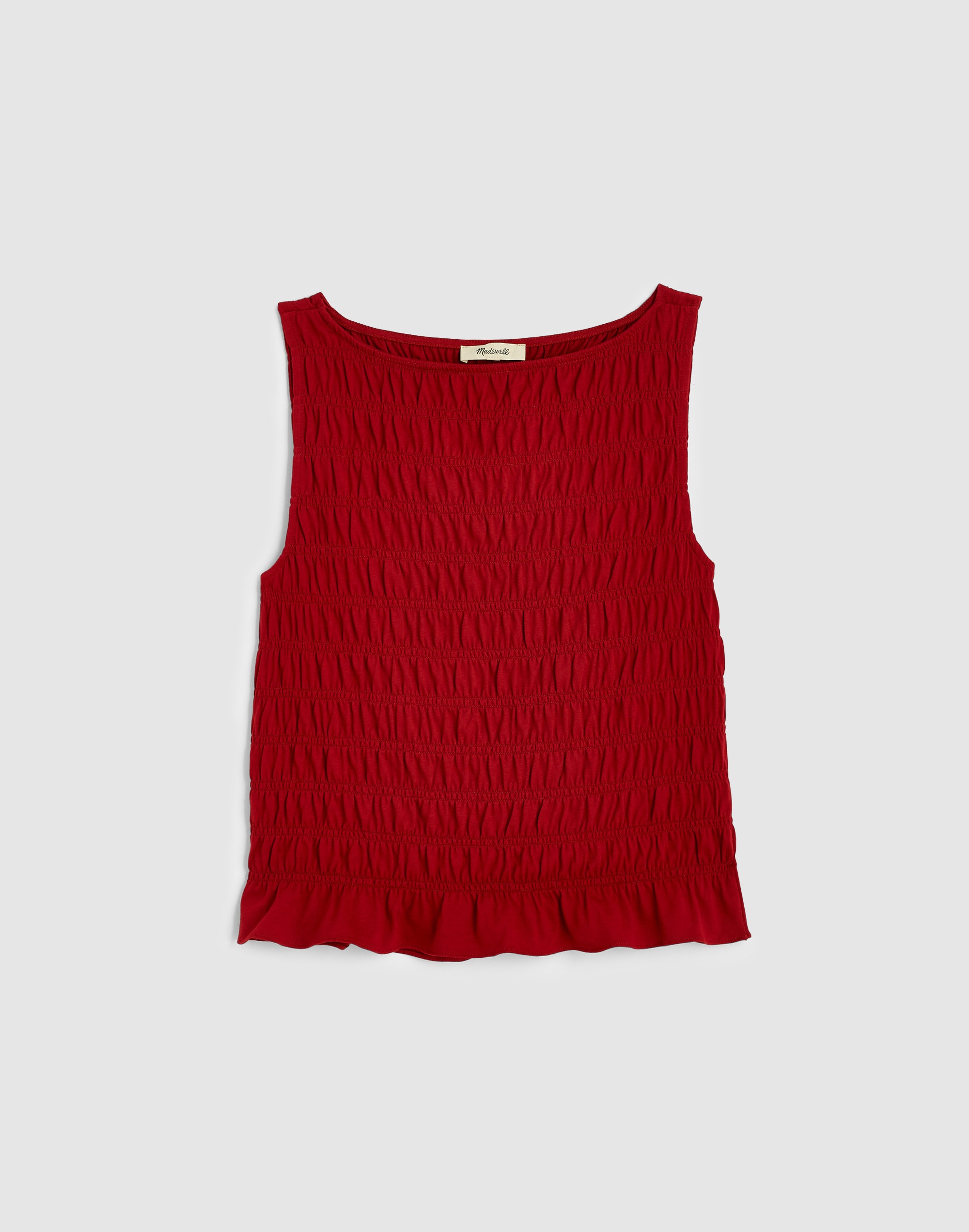 smocked boatneck sleeveless top