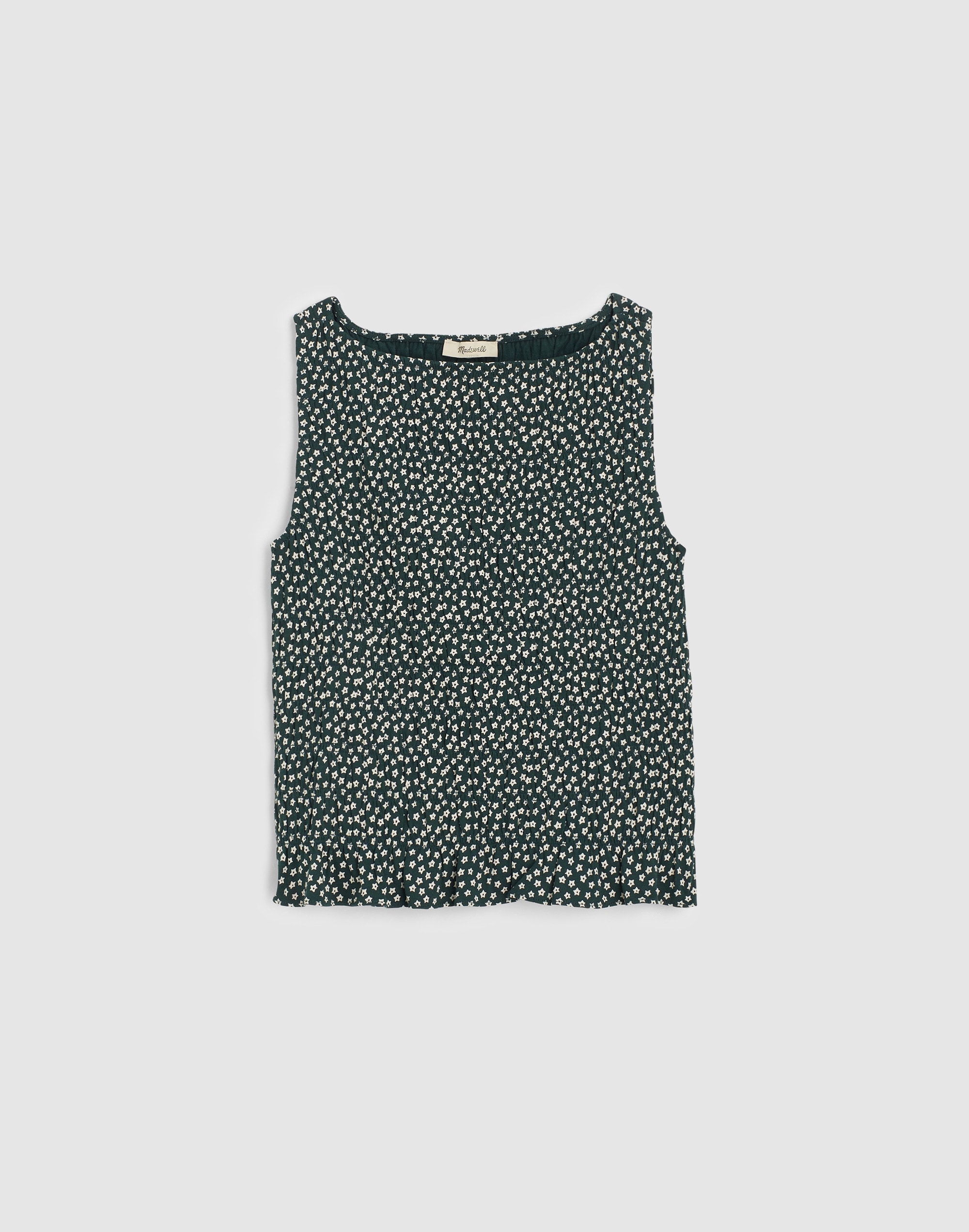 Smocked Boatneck Sleeveless Top