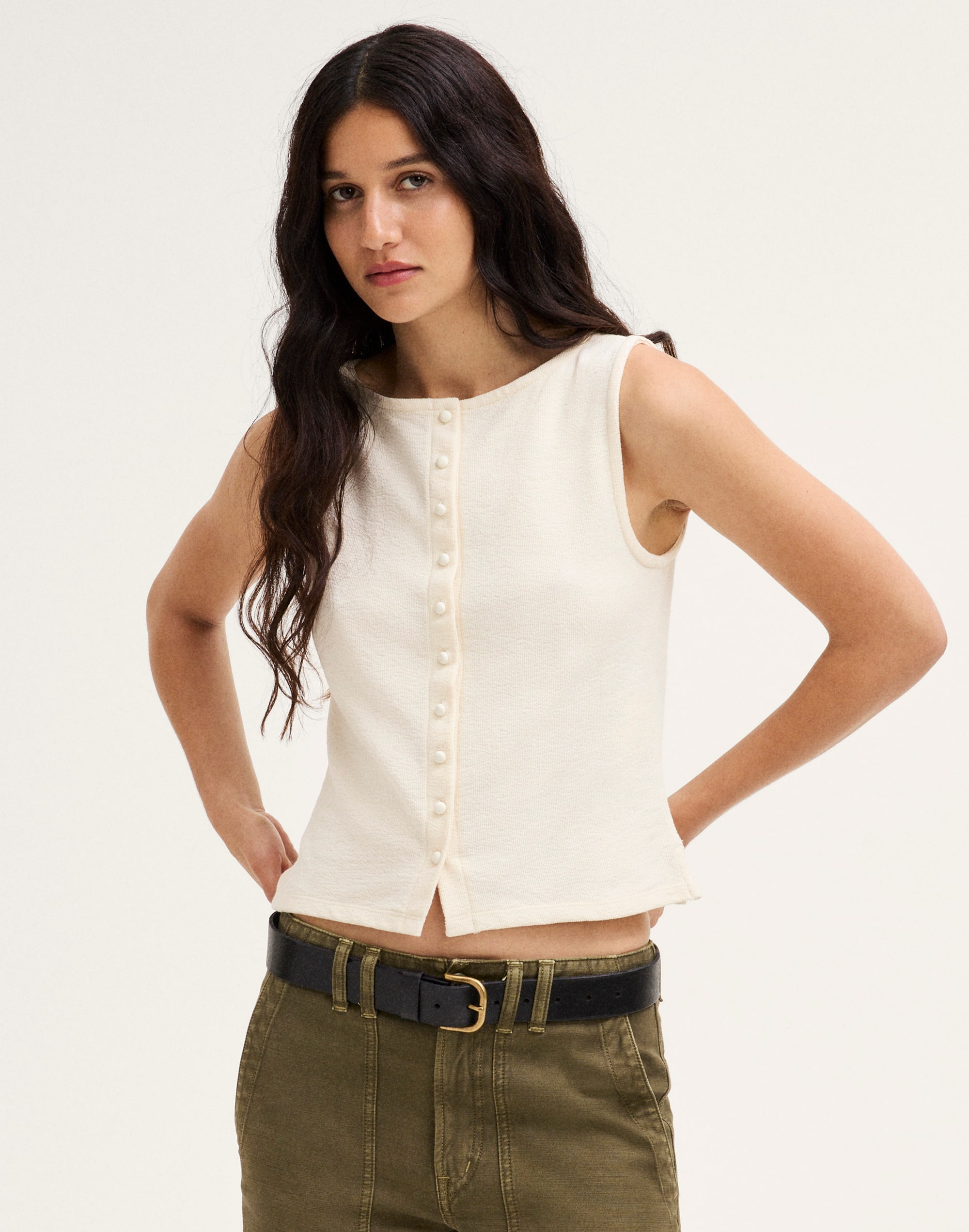sleeveless boatneck vest top