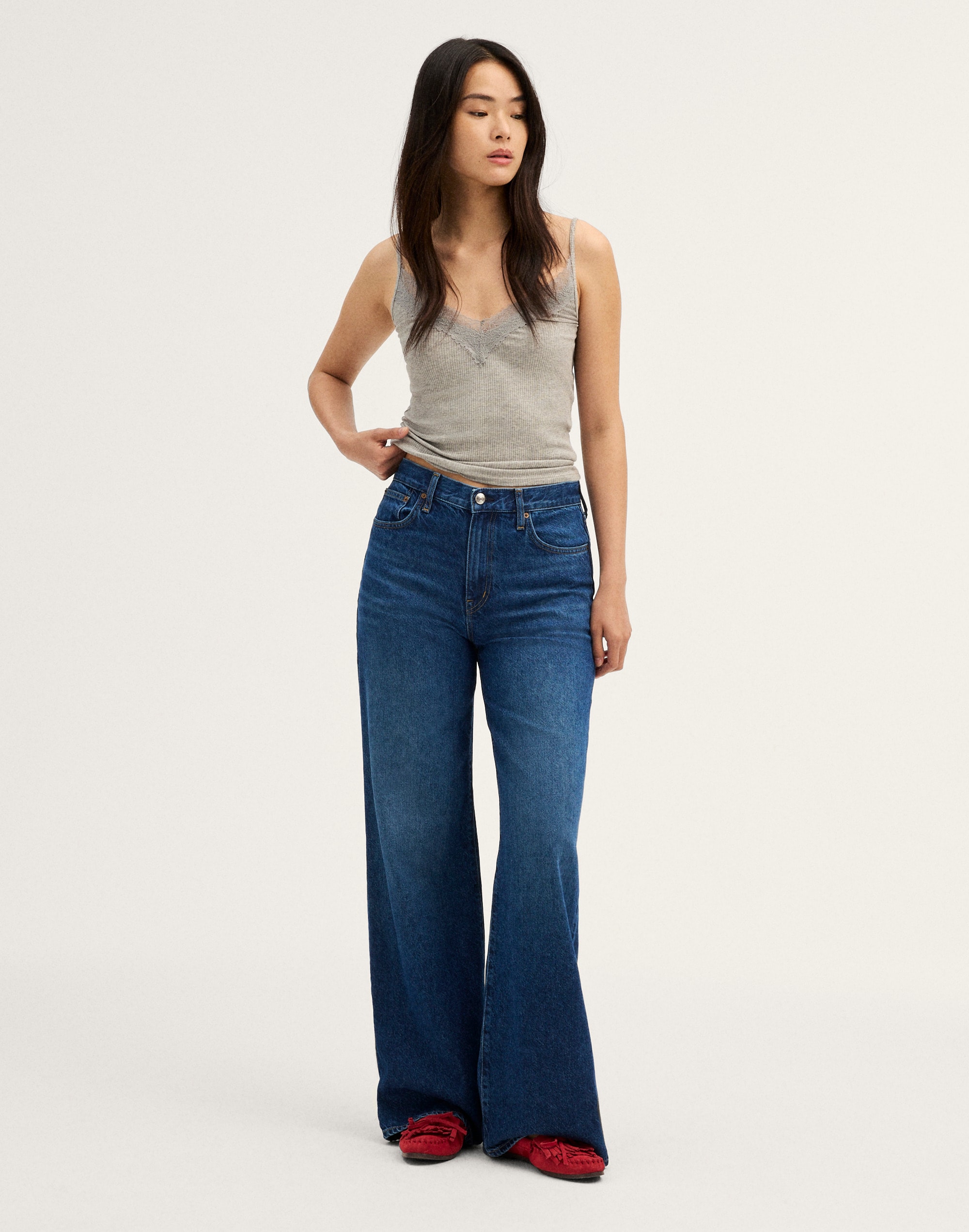 Lace-Trim V-Neck Tank