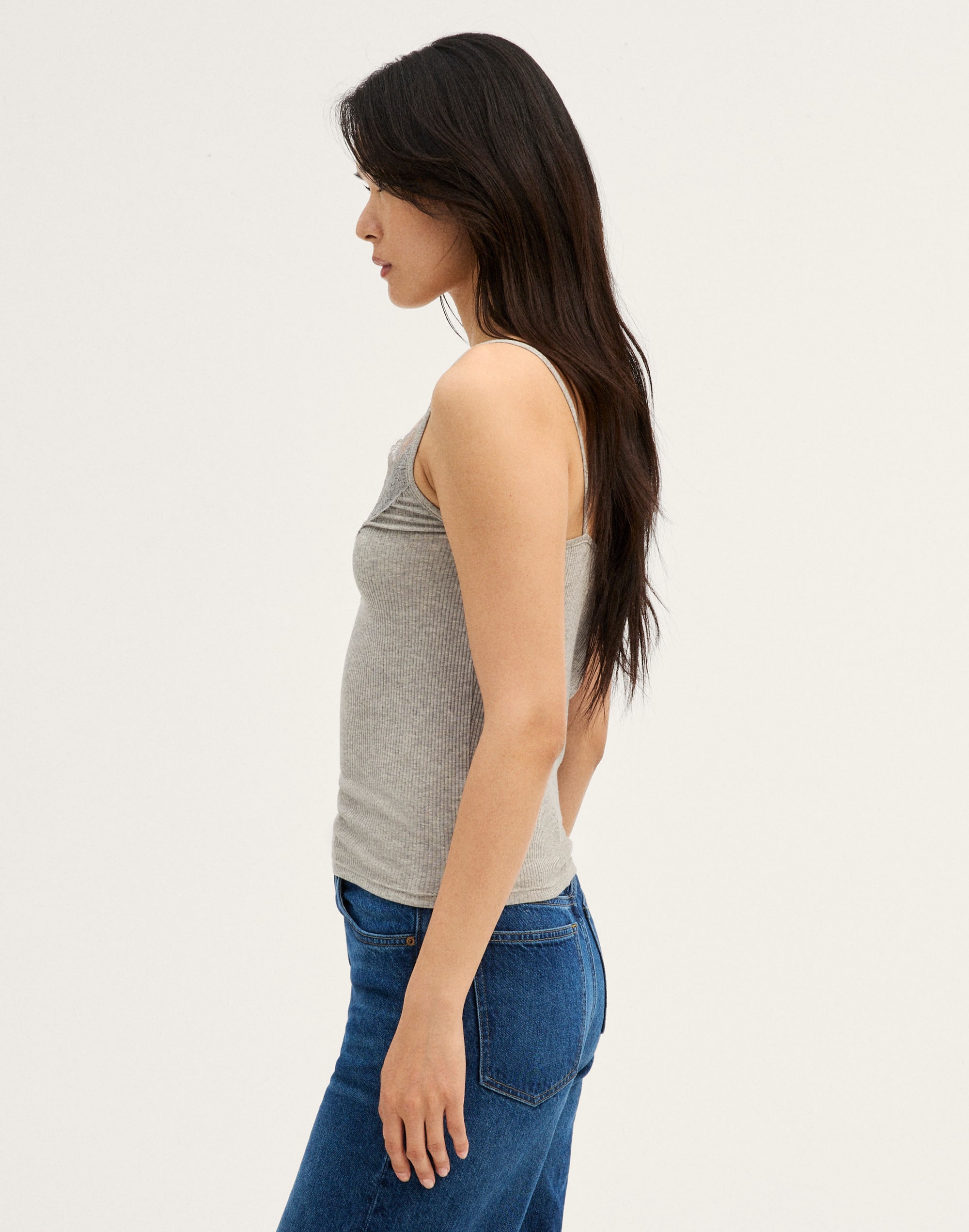 Lace-Trim V-Neck Tank