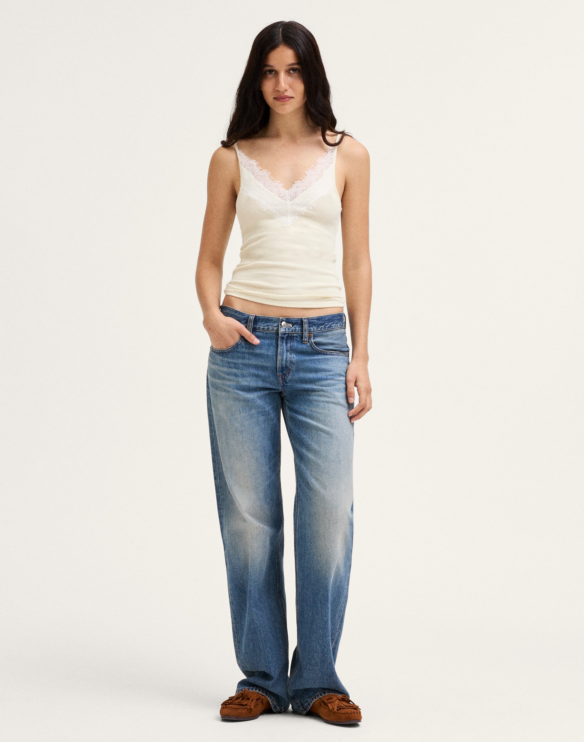 Lace-Trim V-Neck Tank