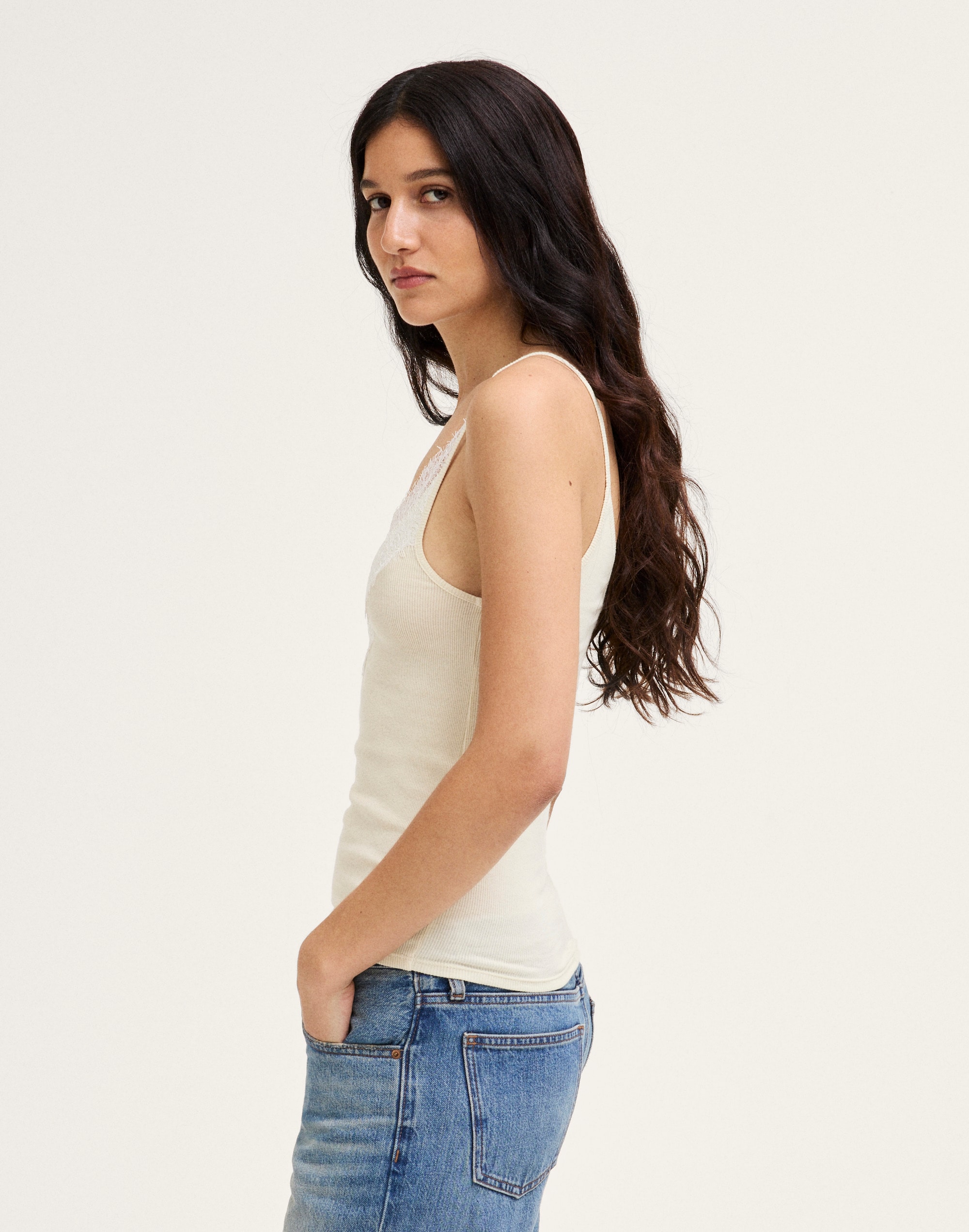 Lace-Trim V-Neck Tank