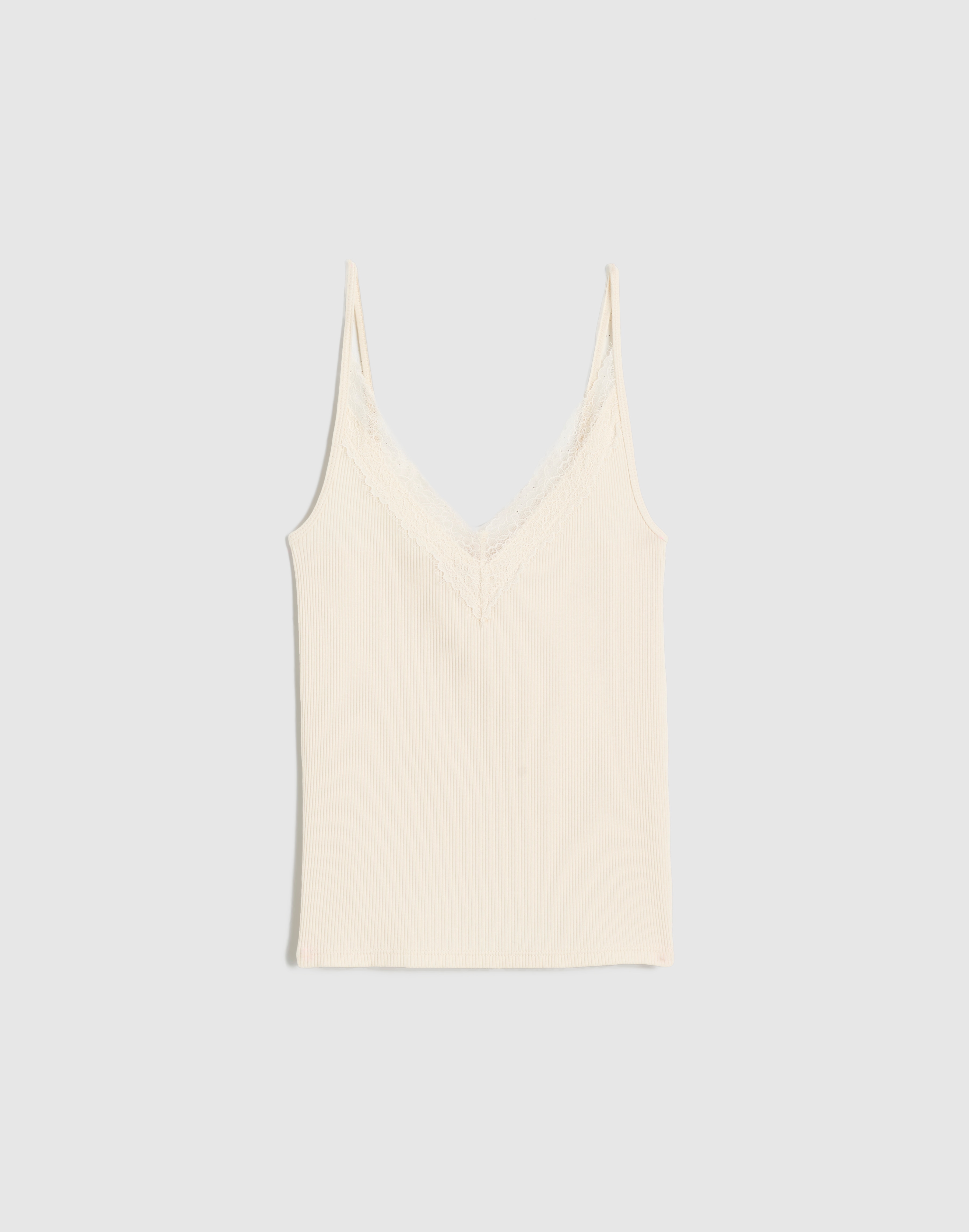 Madewell Lace-trim V-neck Tank In Canvas