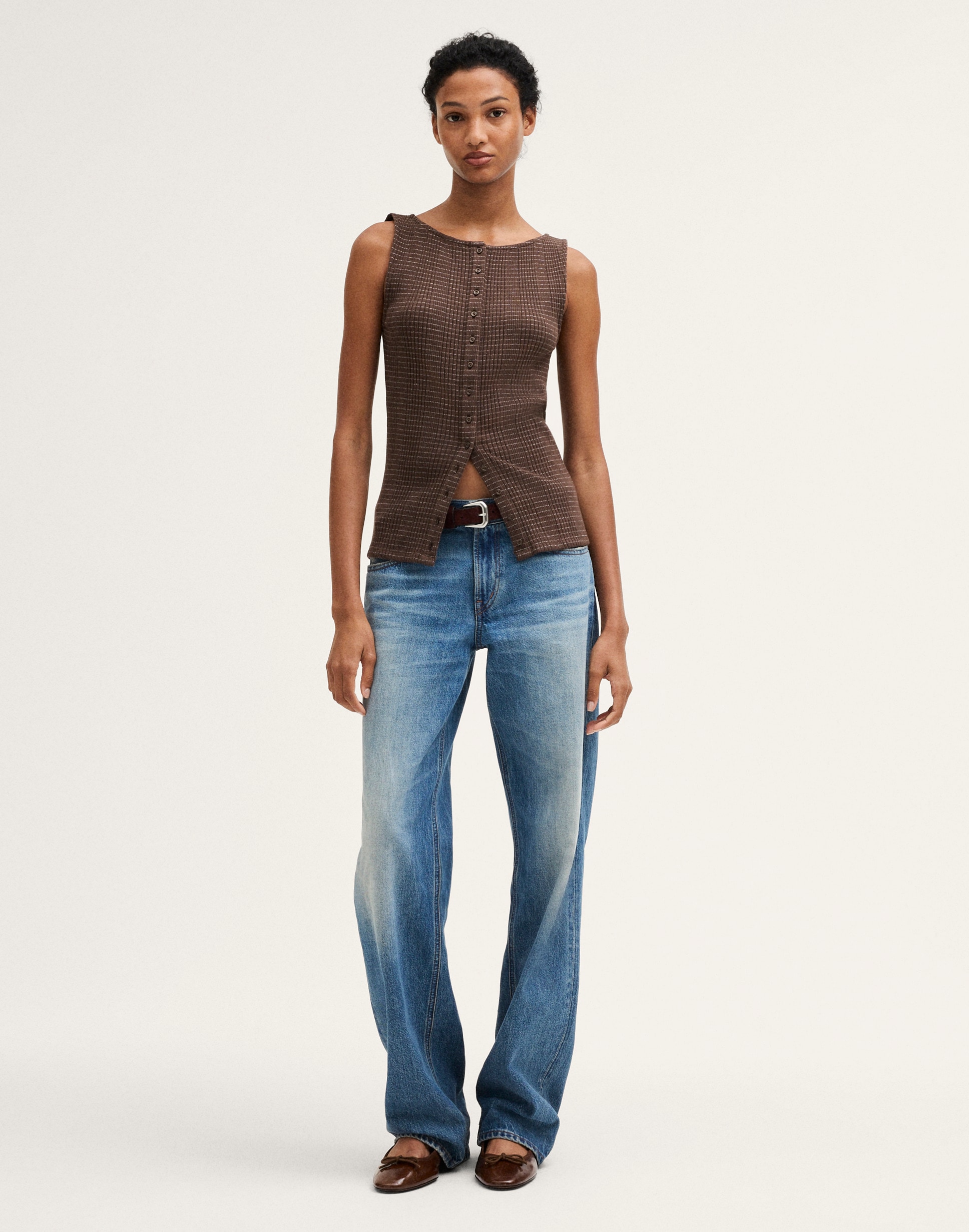 Button-Front Vest Top