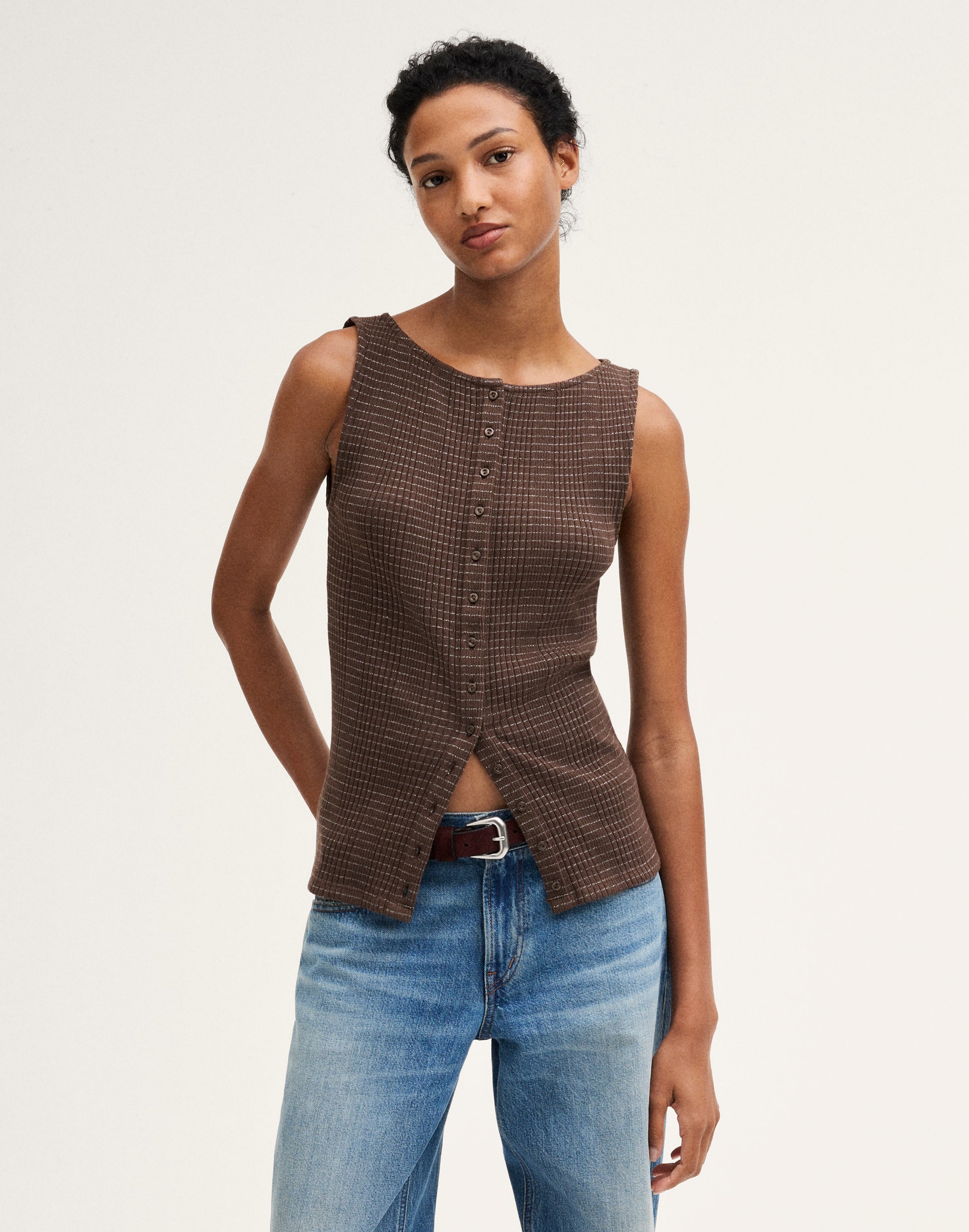Button-Front Vest Top