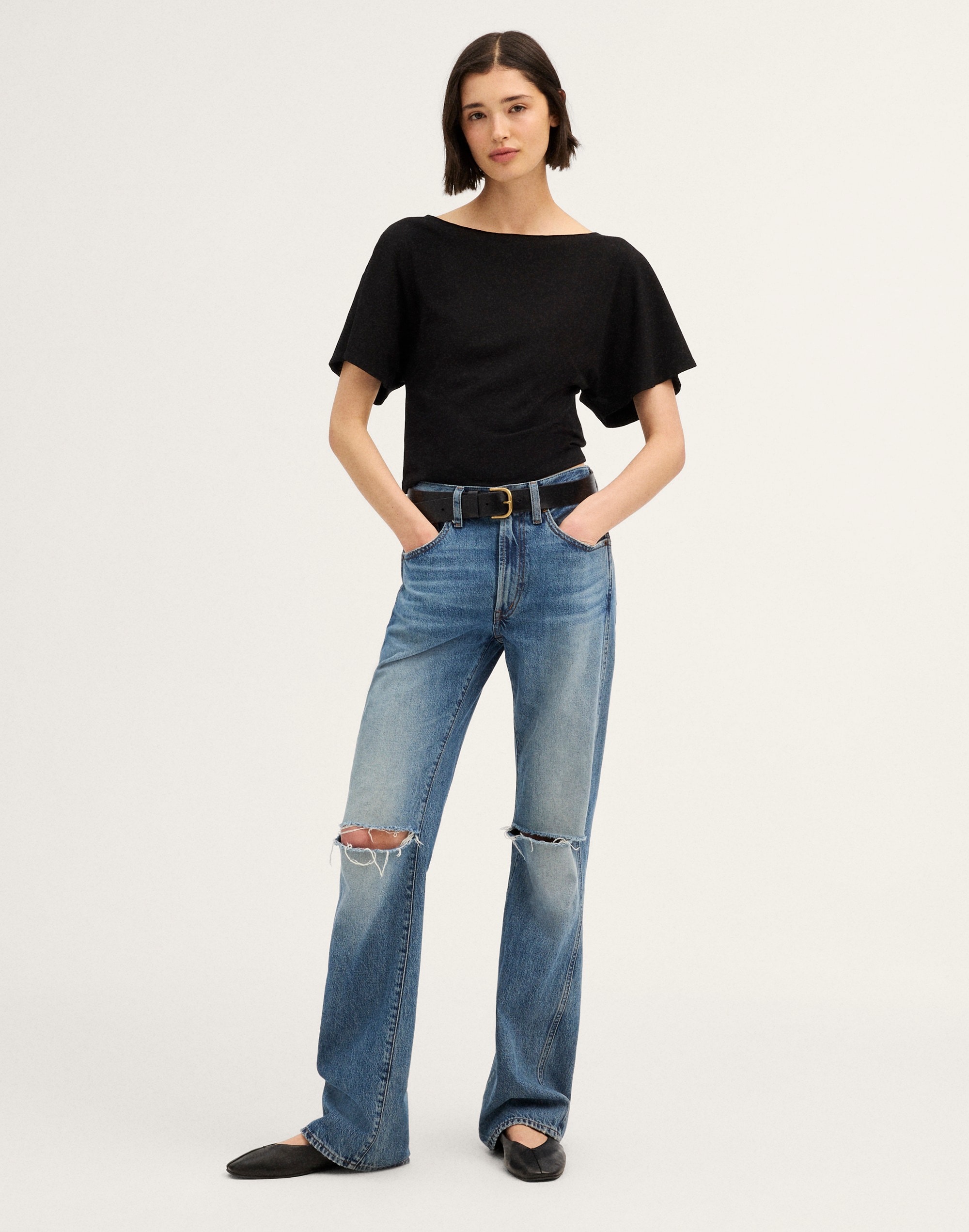 Boatneck Dolman-Sleeve Top