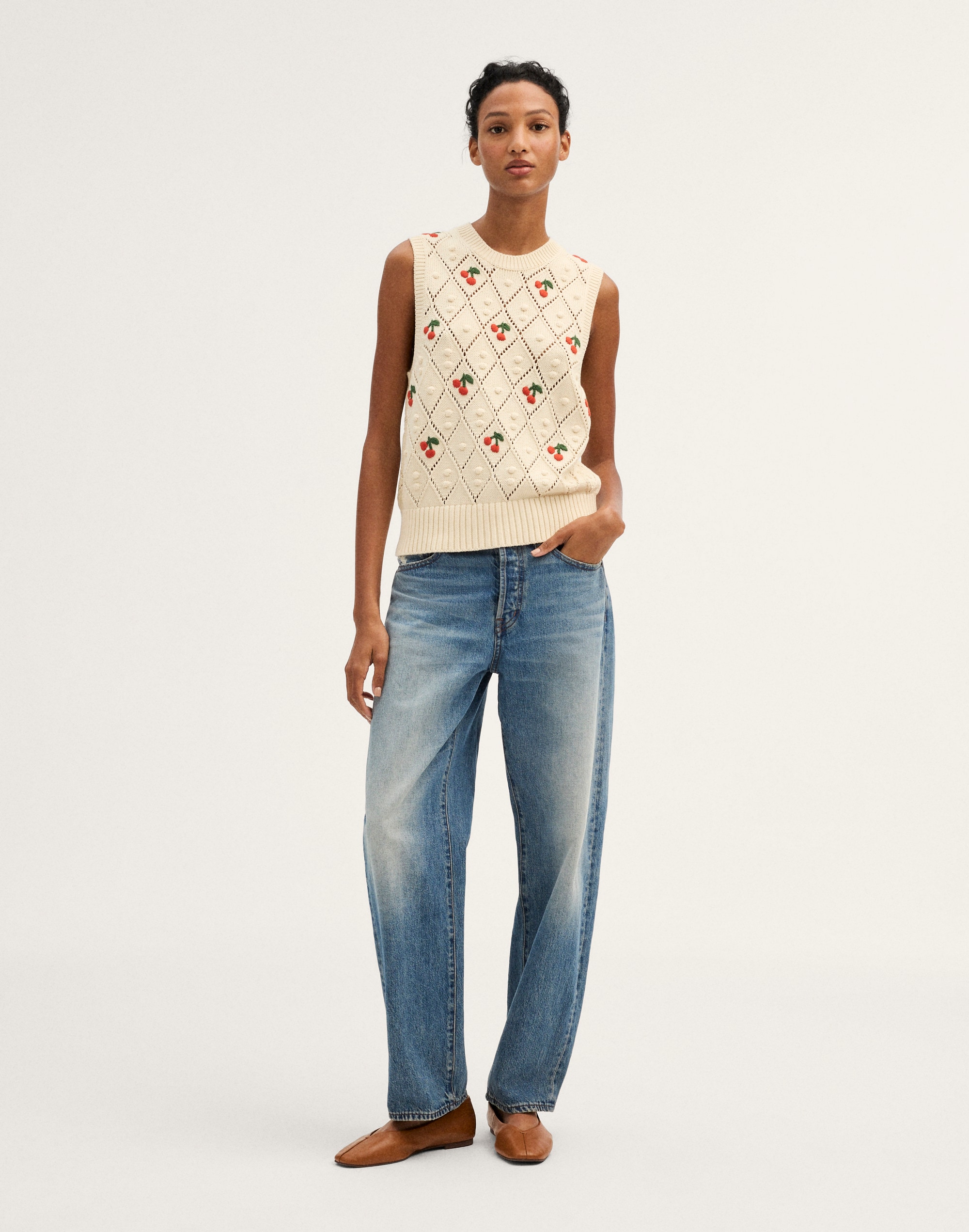 Bauble Pointelle-Stitch Sweater Vest