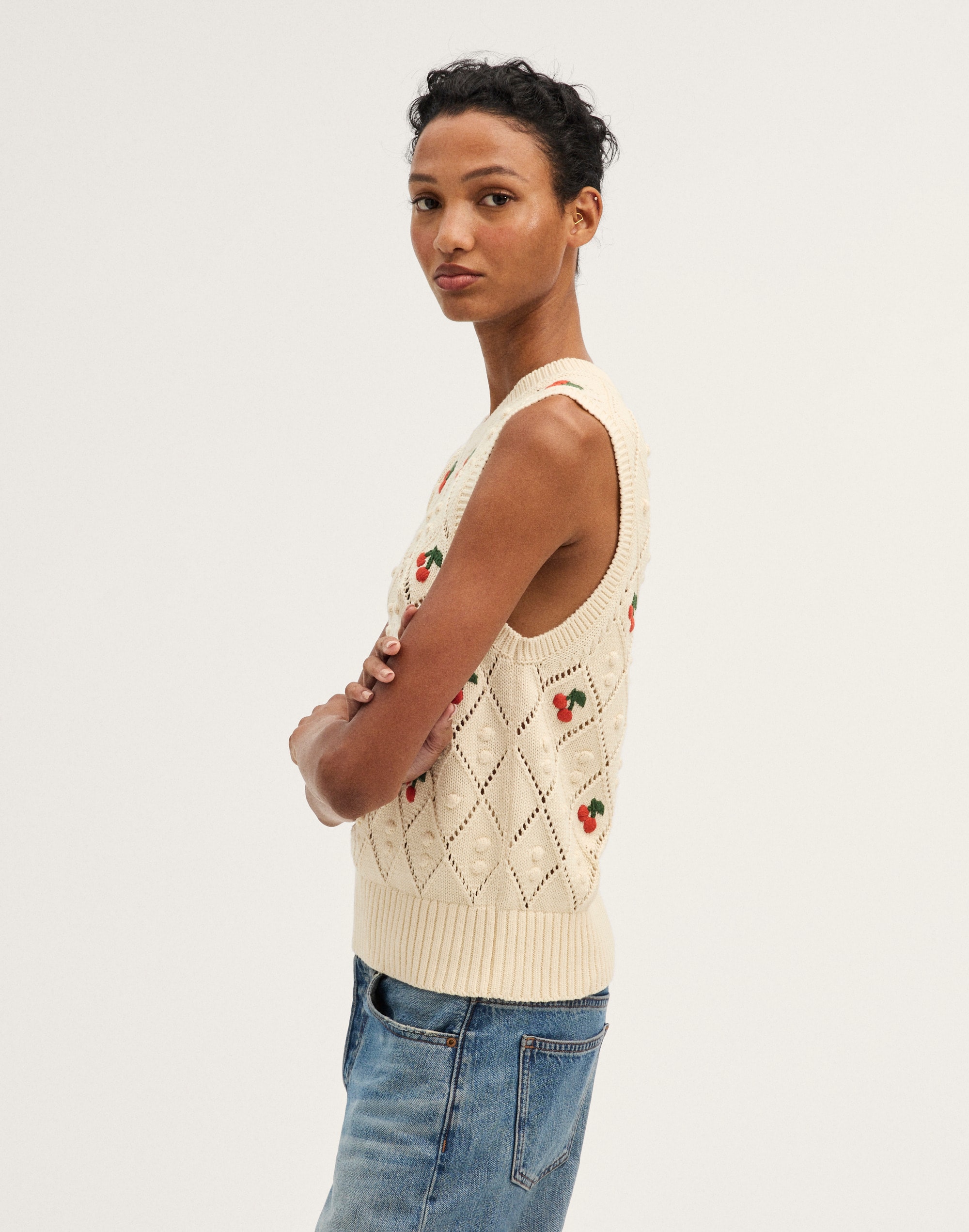 Bauble Pointelle-Stitch Sweater Vest