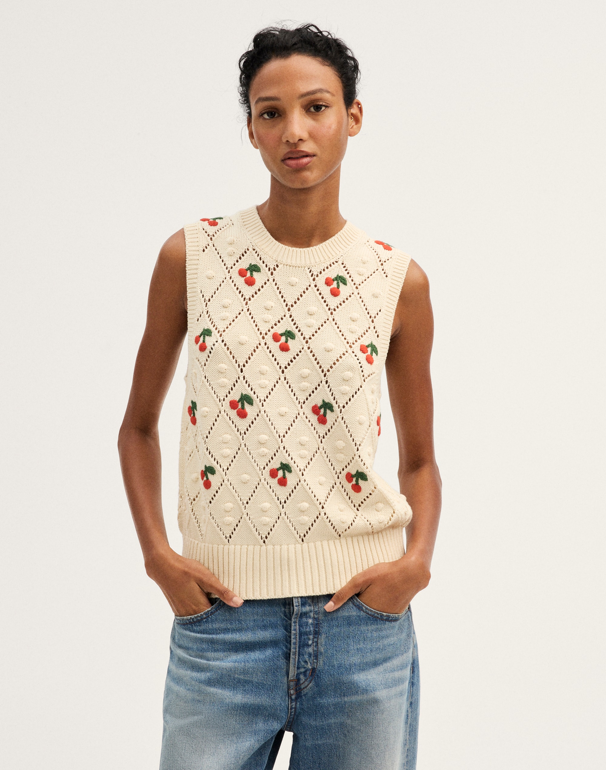 Bauble Pointelle-Stitch Sweater Vest