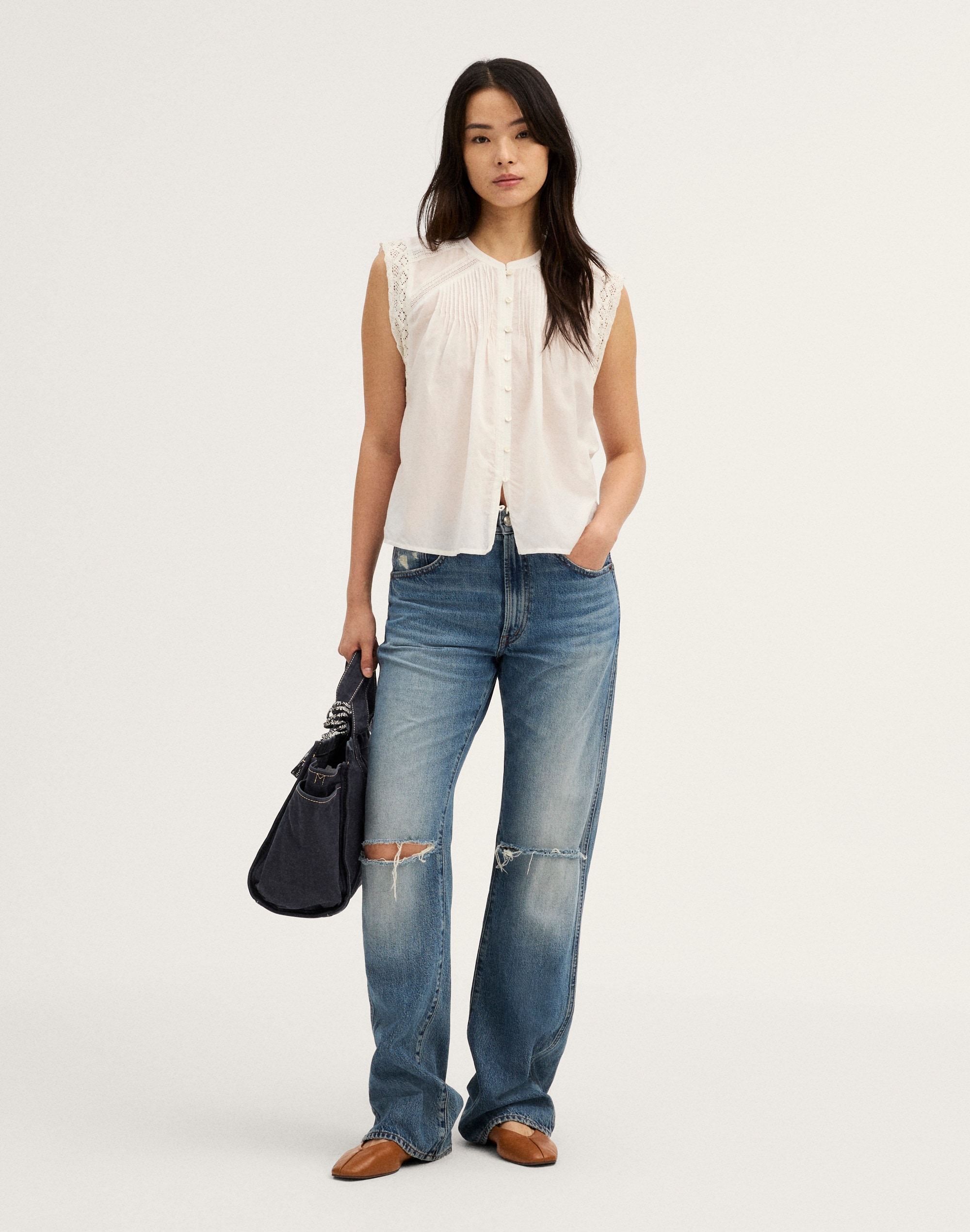 Lace-Trim Sleeveless Top