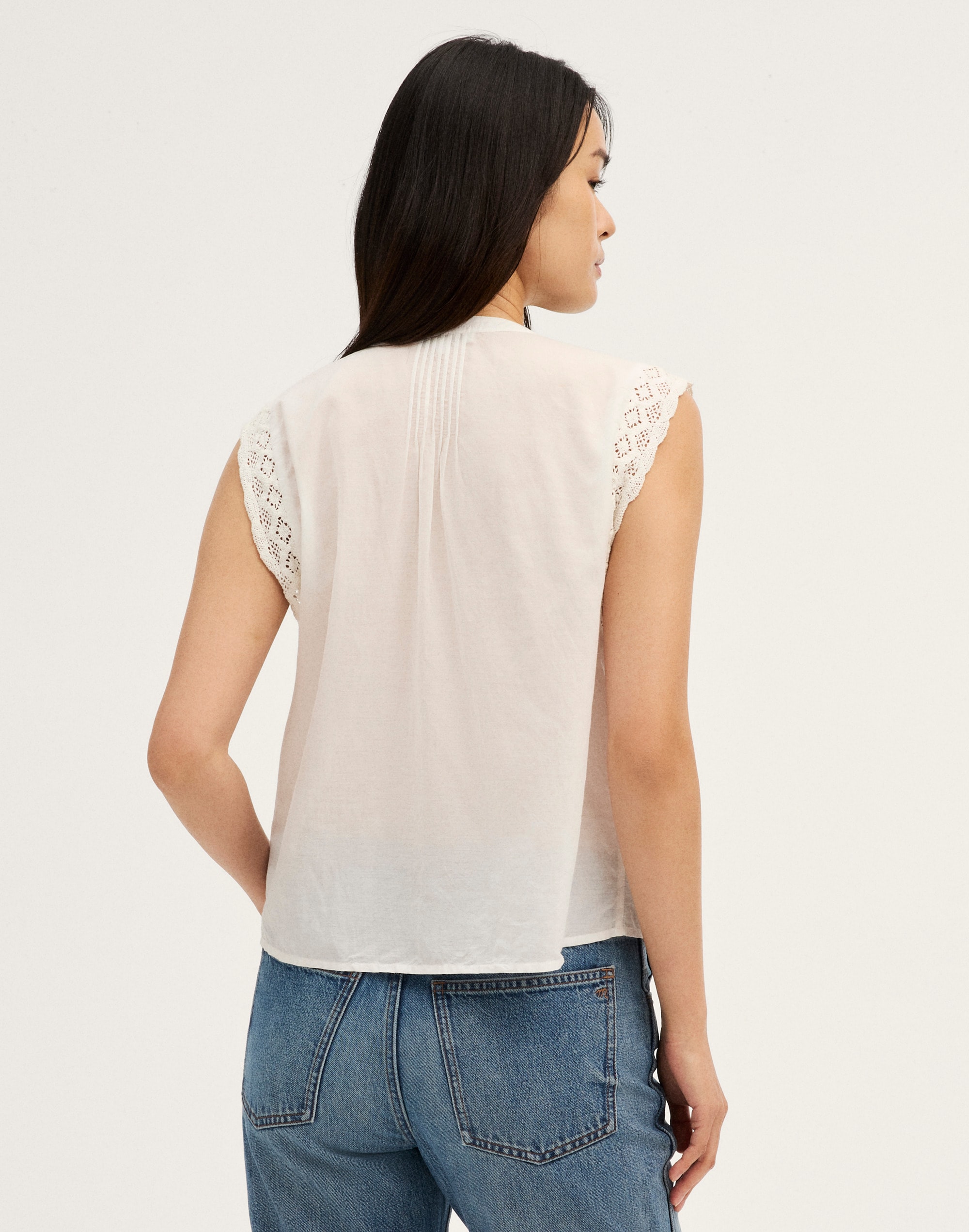Lace-Trim Sleeveless Top