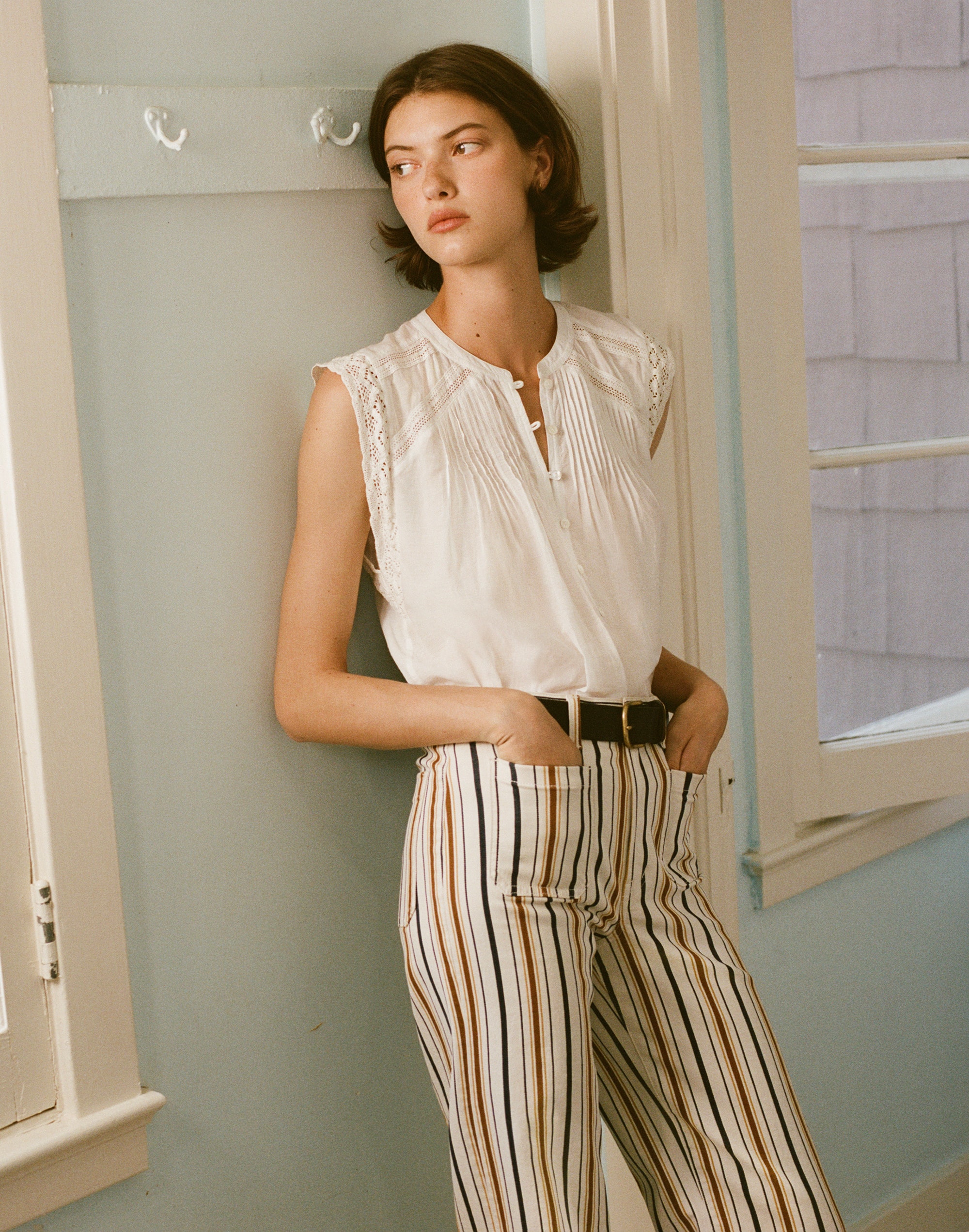 Lace-Trim Sleeveless Top