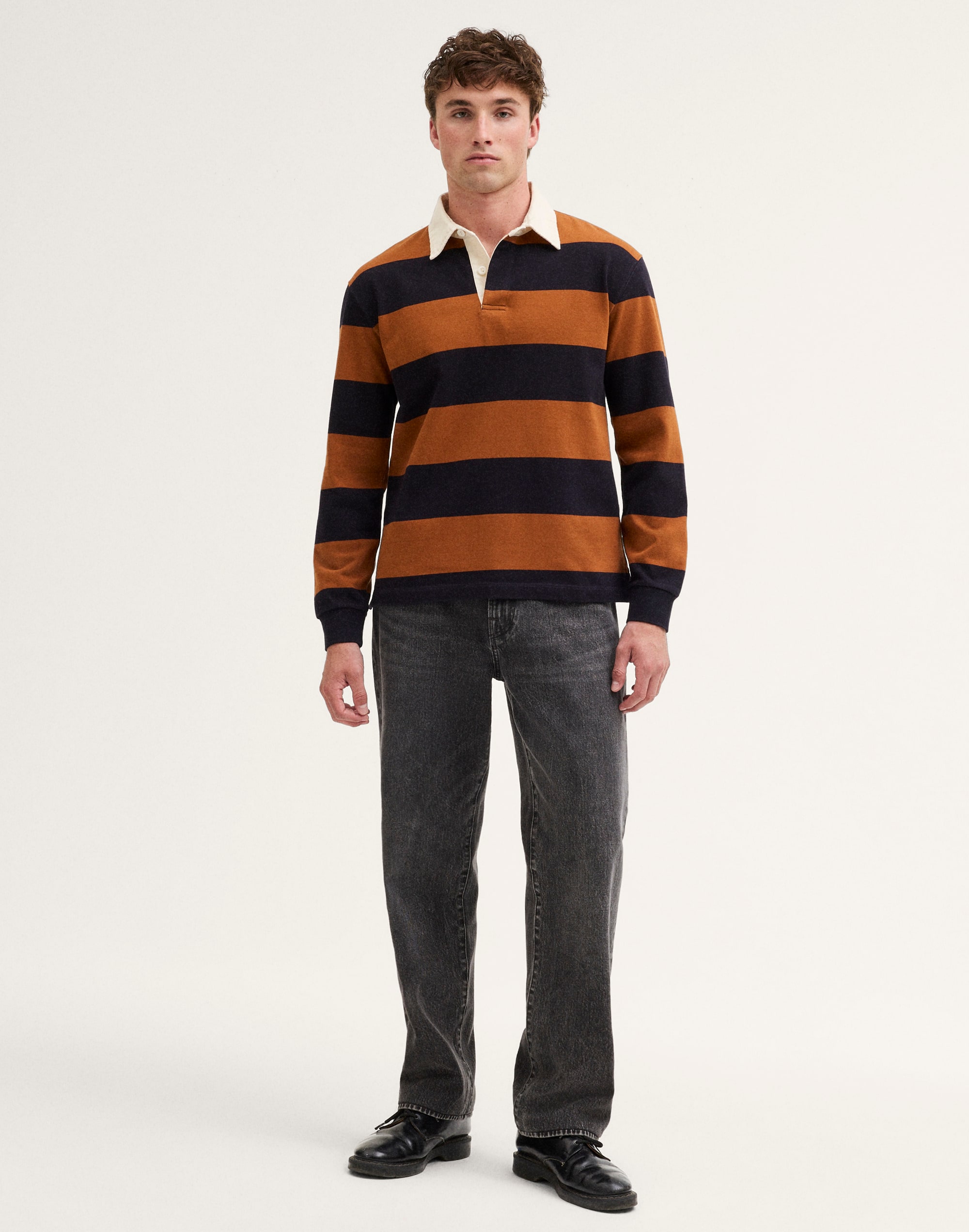 Long-Sleeve Boxy Polo Shirt