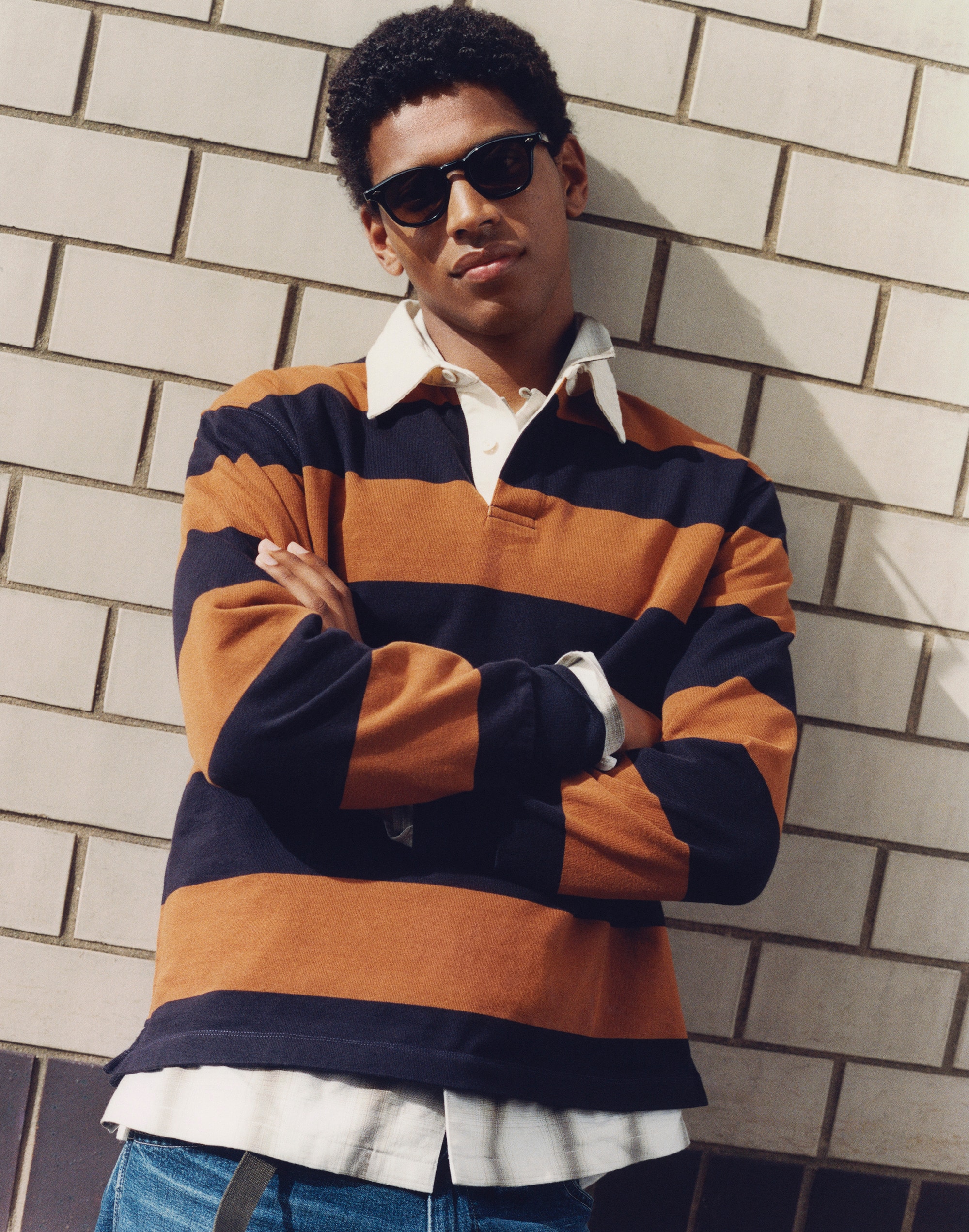 Long-Sleeve Boxy Polo Shirt
