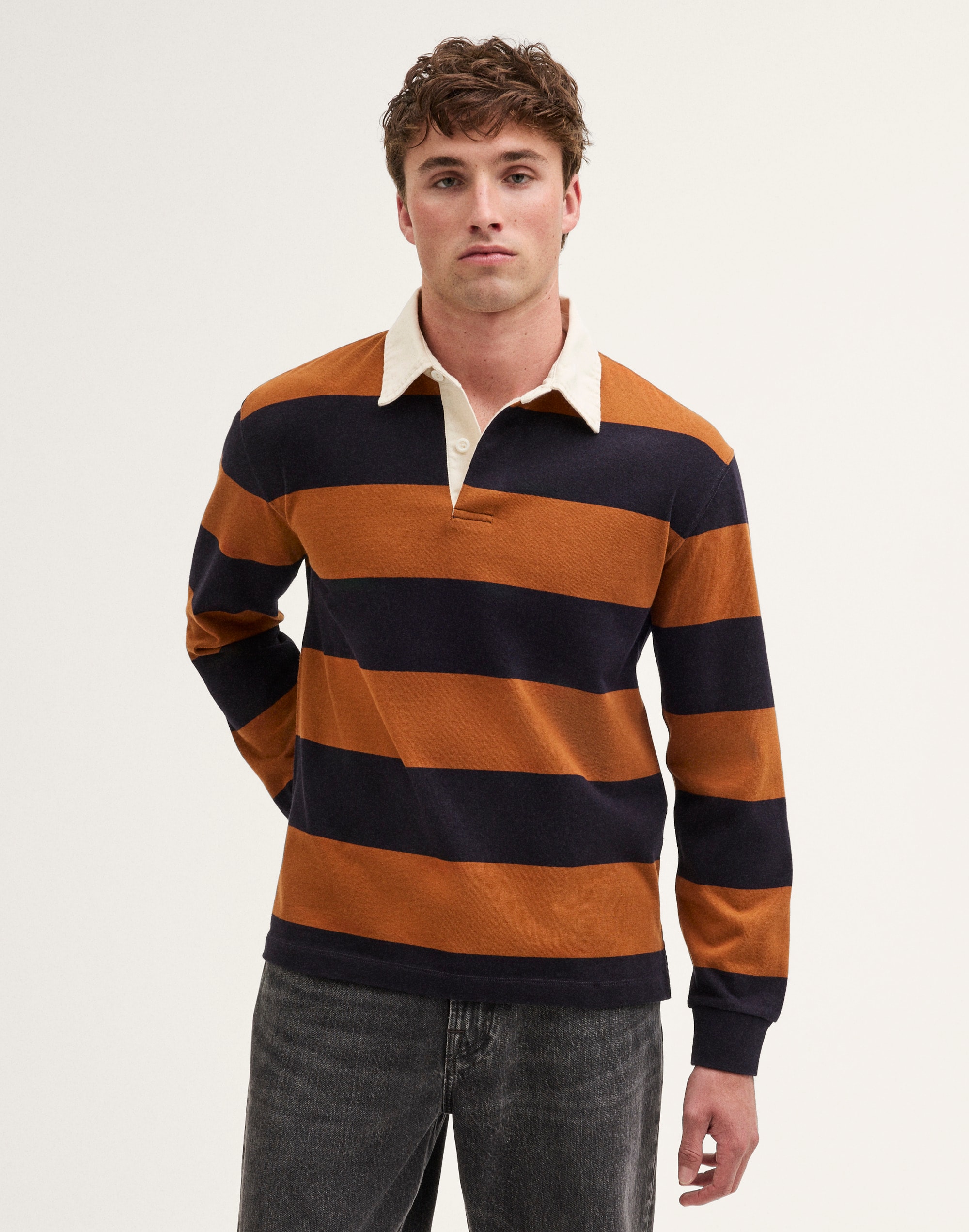 Long-Sleeve Boxy Polo Shirt