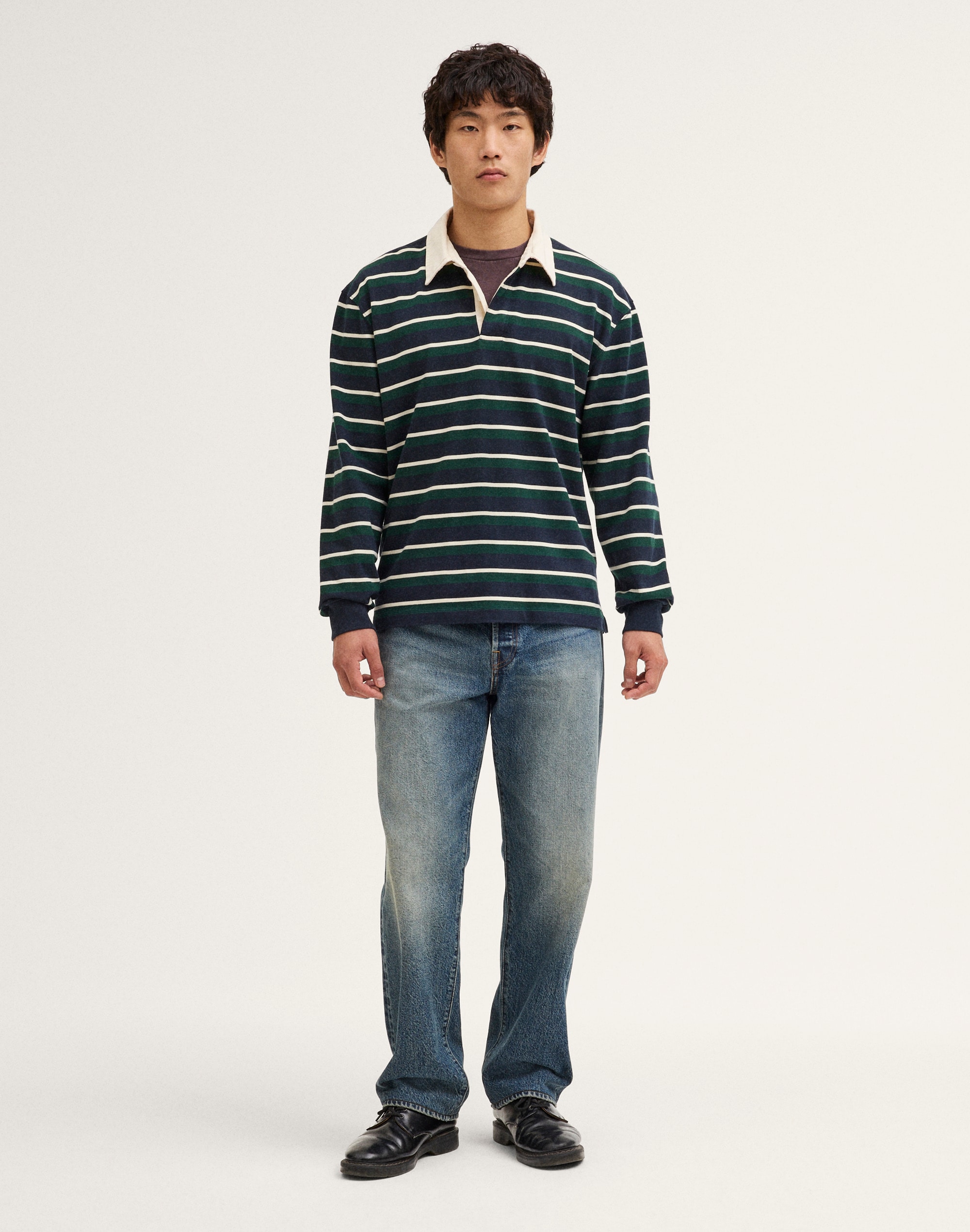 Long-Sleeve Boxy Polo Shirt