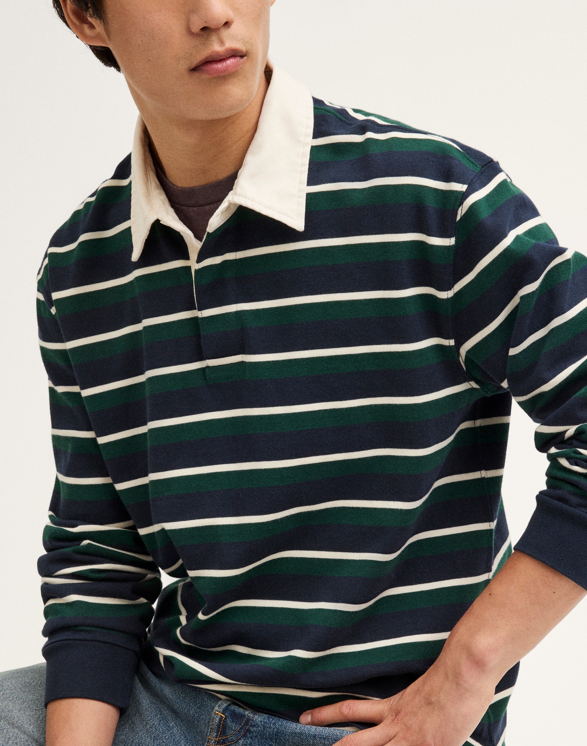 Long-Sleeve Boxy Polo Shirt