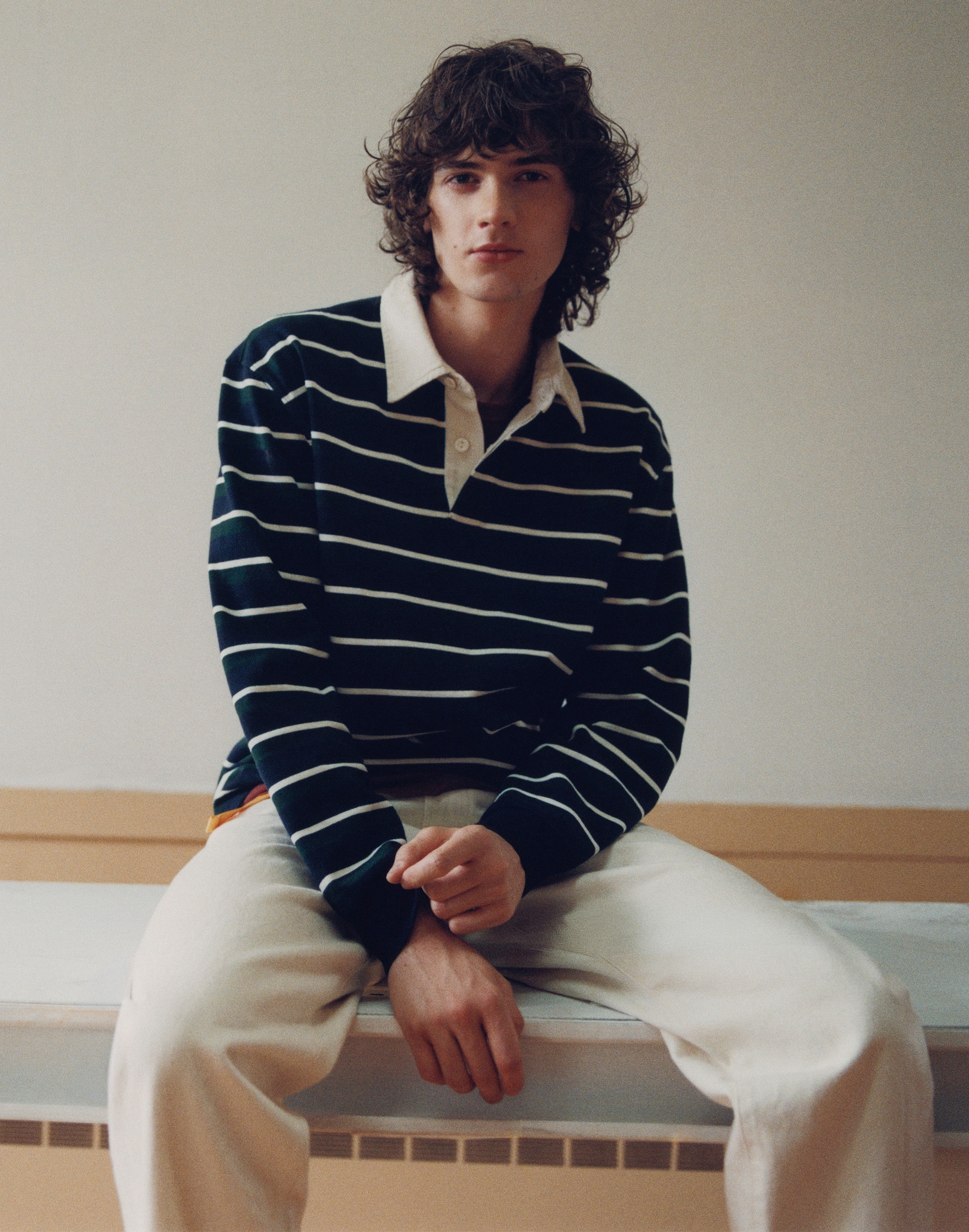 Long-Sleeve Boxy Polo Shirt