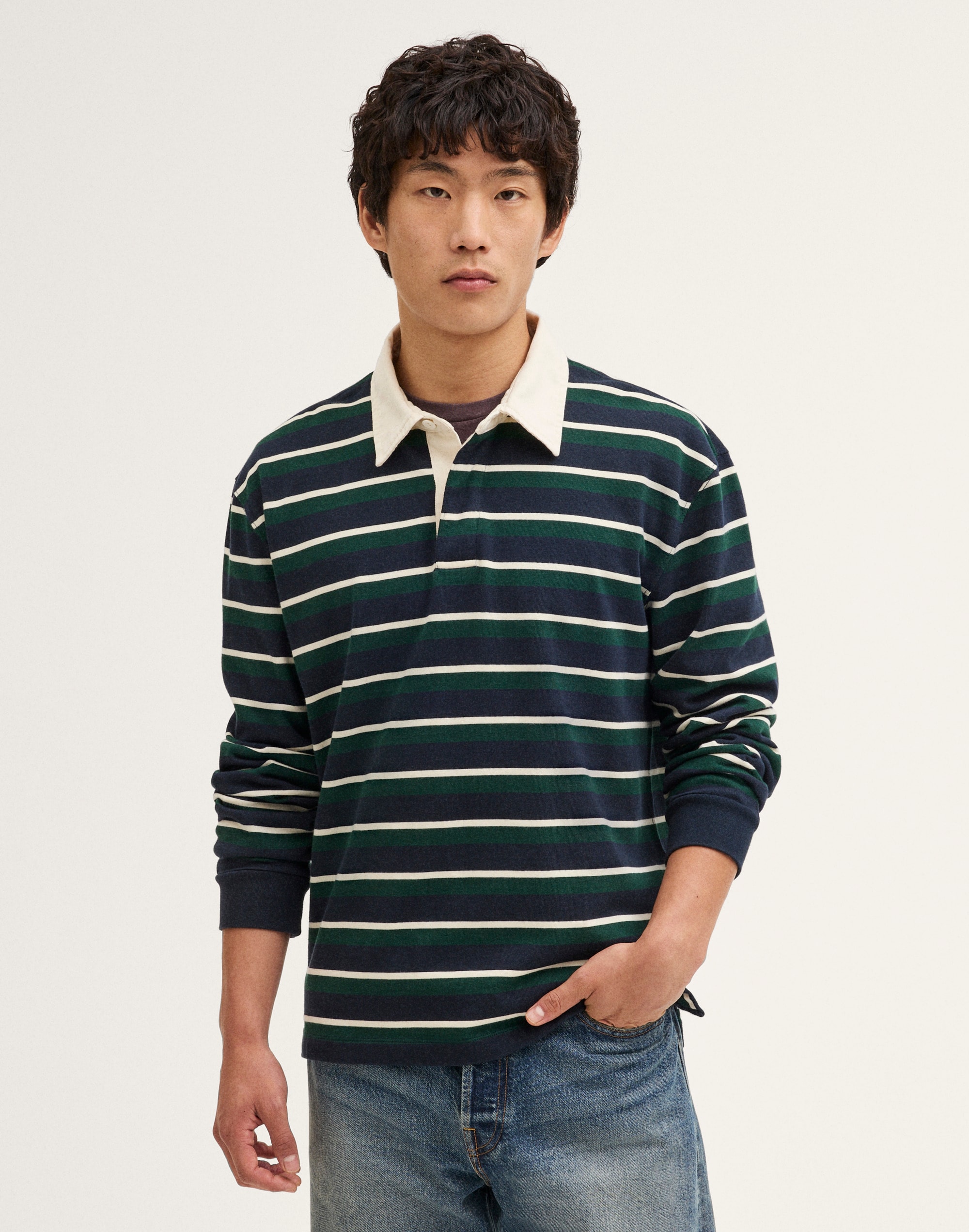 Long-Sleeve Boxy Polo Shirt