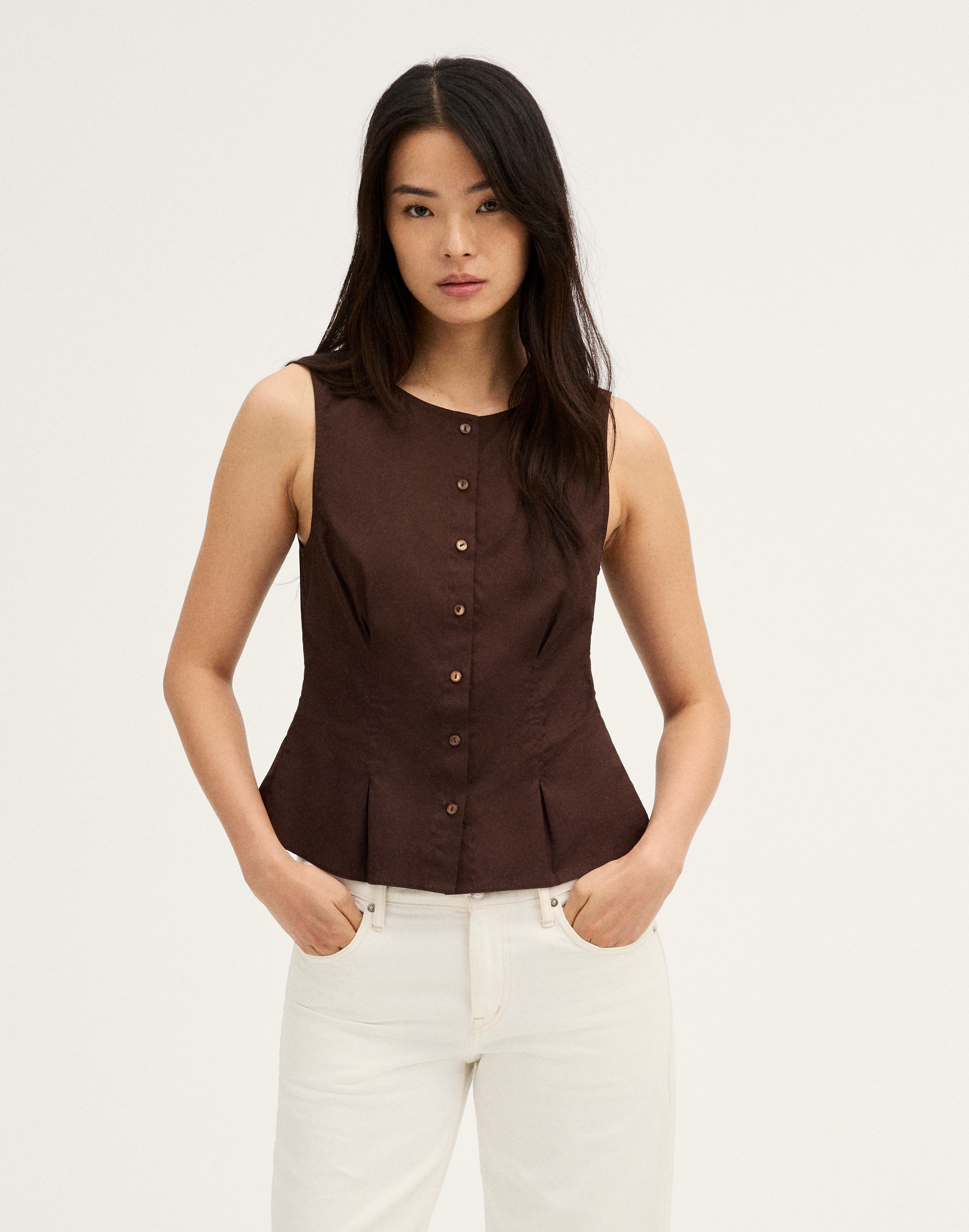 The Rosalie Sleeveless Top - Brown