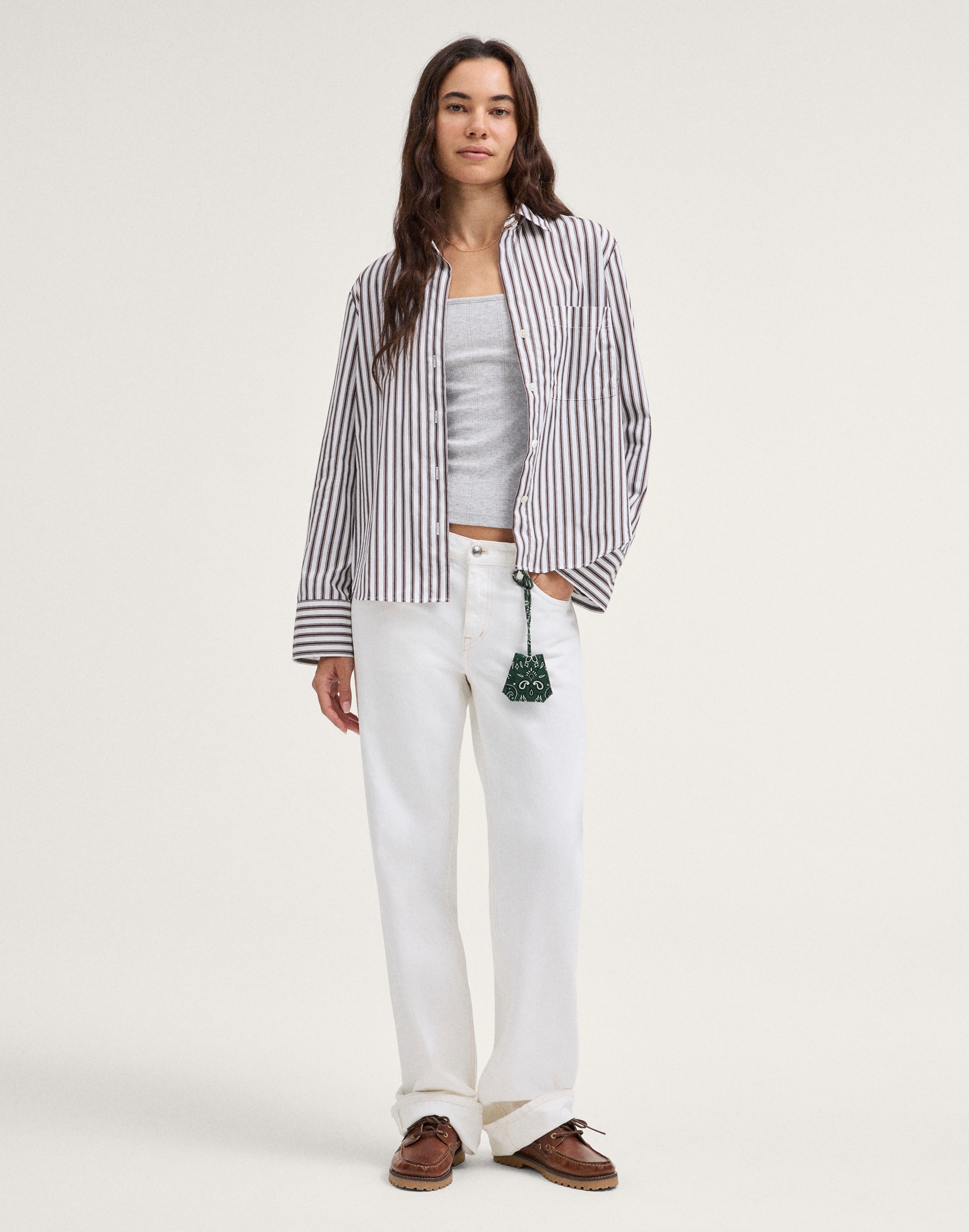 The Signature Y-Neck Shirt in Poplin