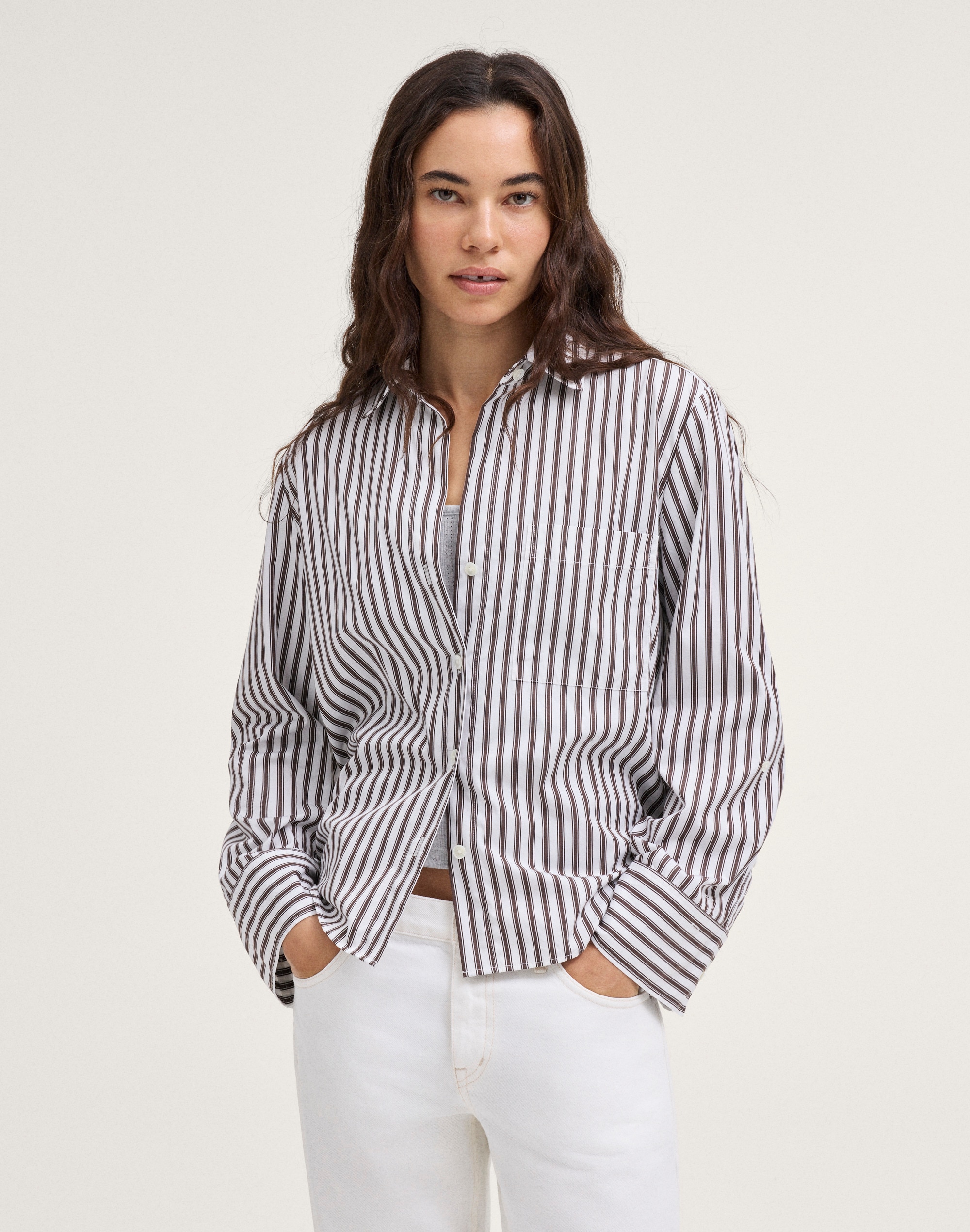 The Signature Y-Neck Shirt in Poplin