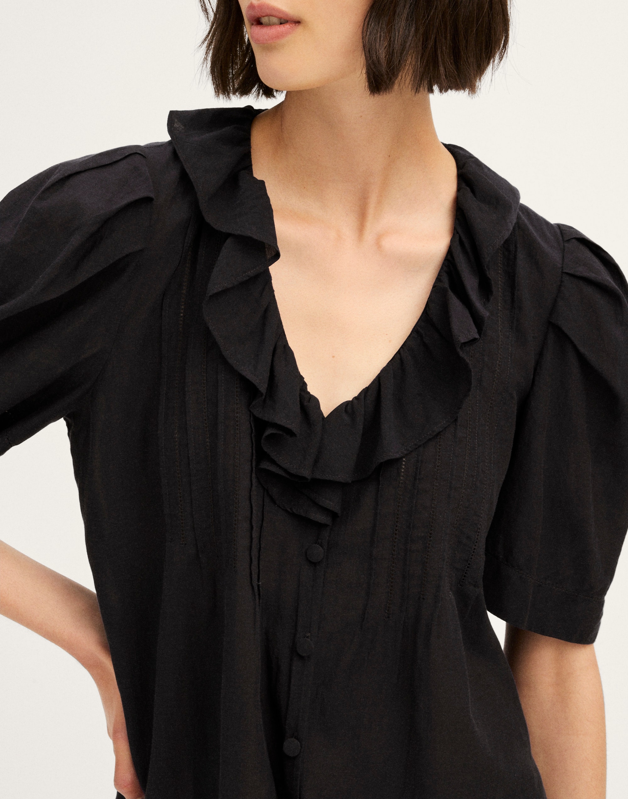 Ruffled Pintuck Top