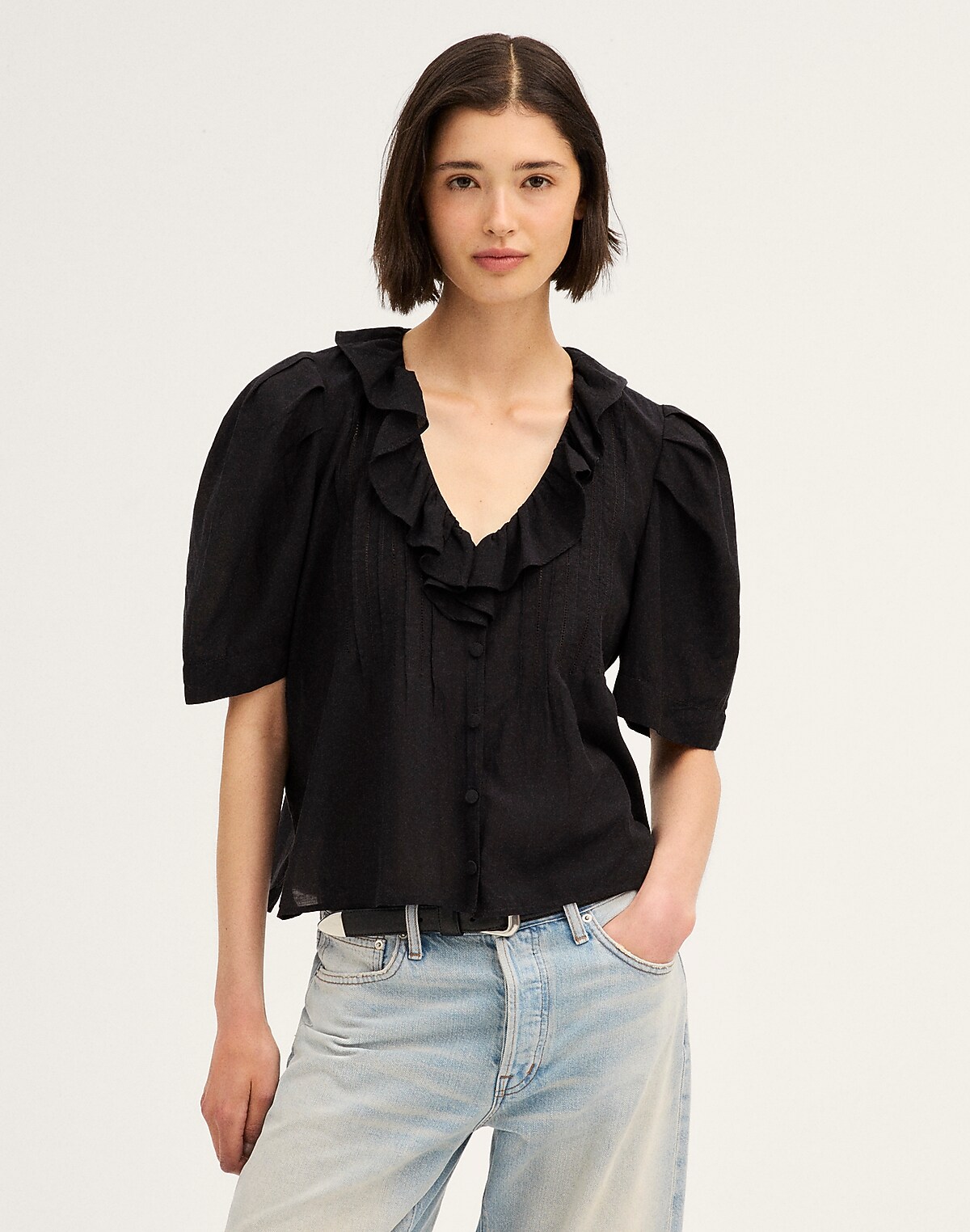 Ruffled Pintuck Top