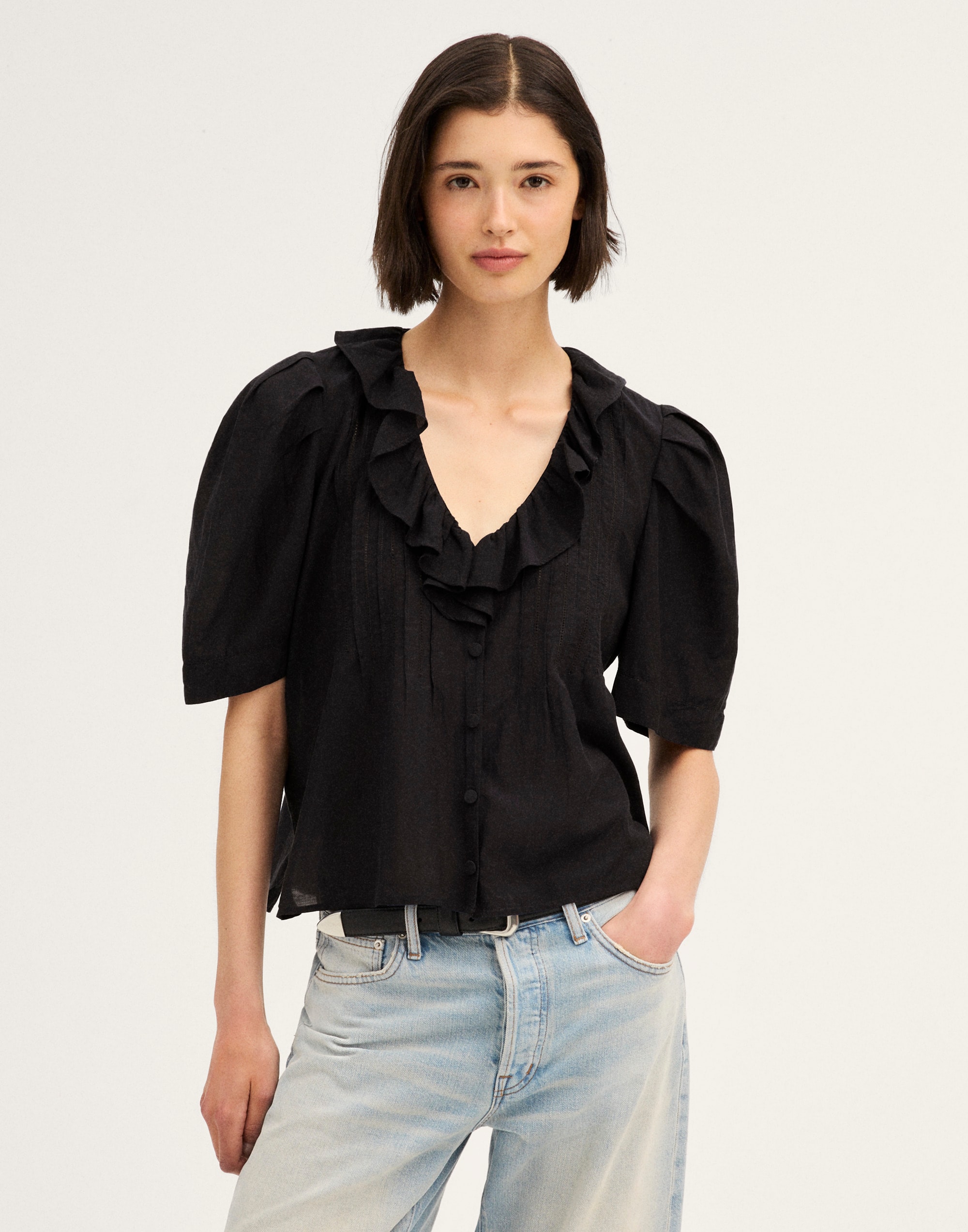 ruffled pintuck top
