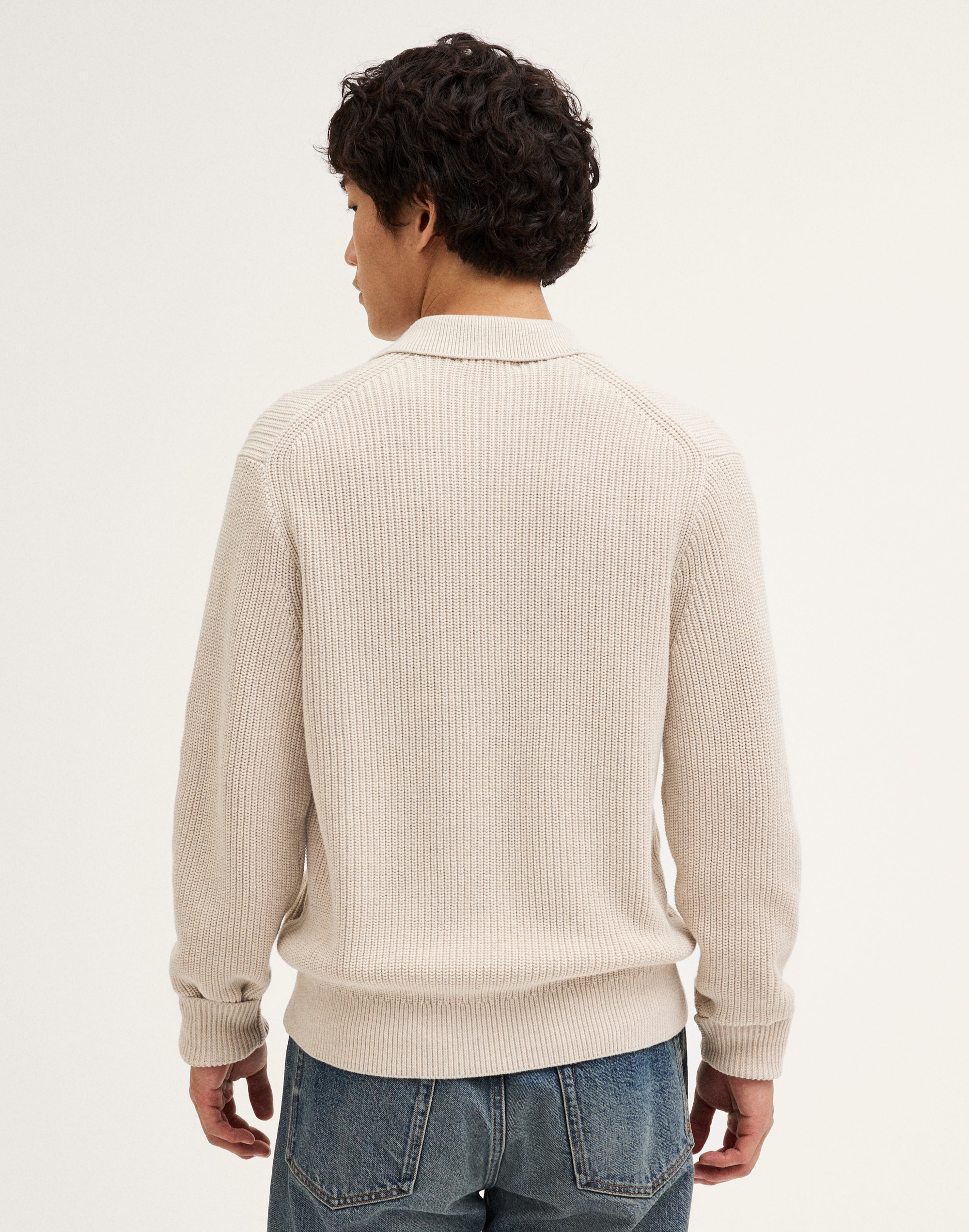Textured-Stitch Collared Cardigan
