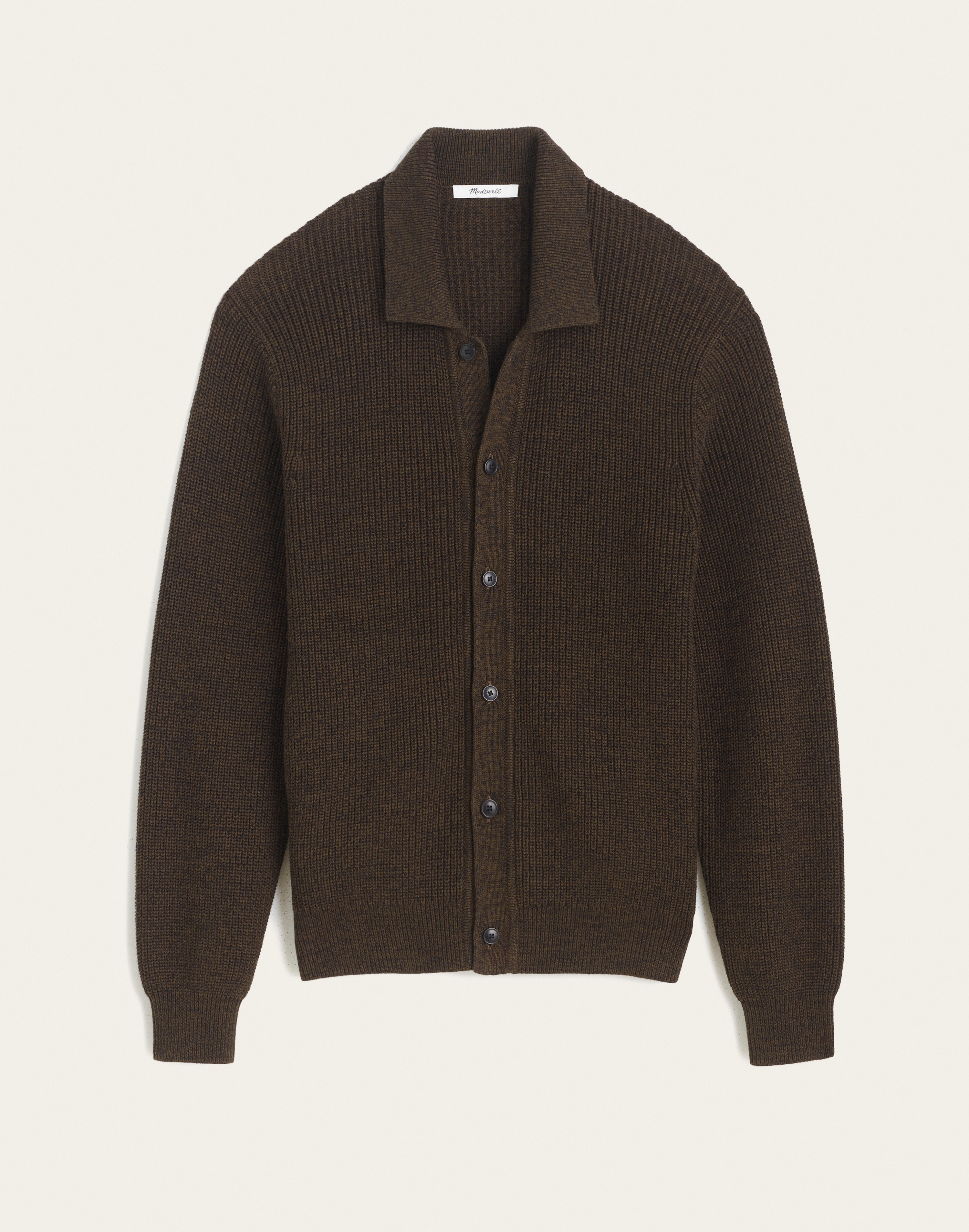 Textured-Stitch Collared Cardigan in 100% Cotton