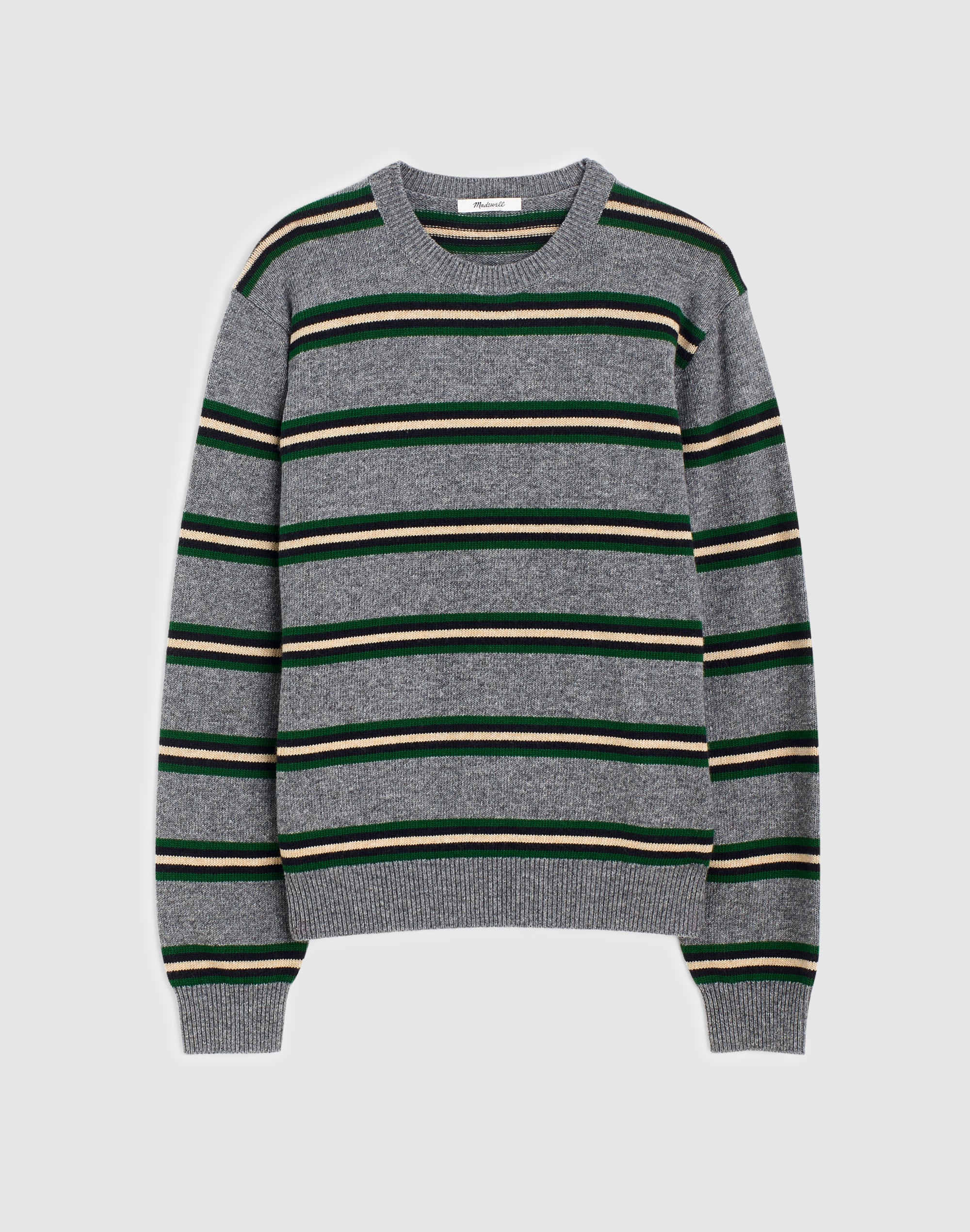 Textured-Stitch Crewneck Sweater in Harbor Wool Blend