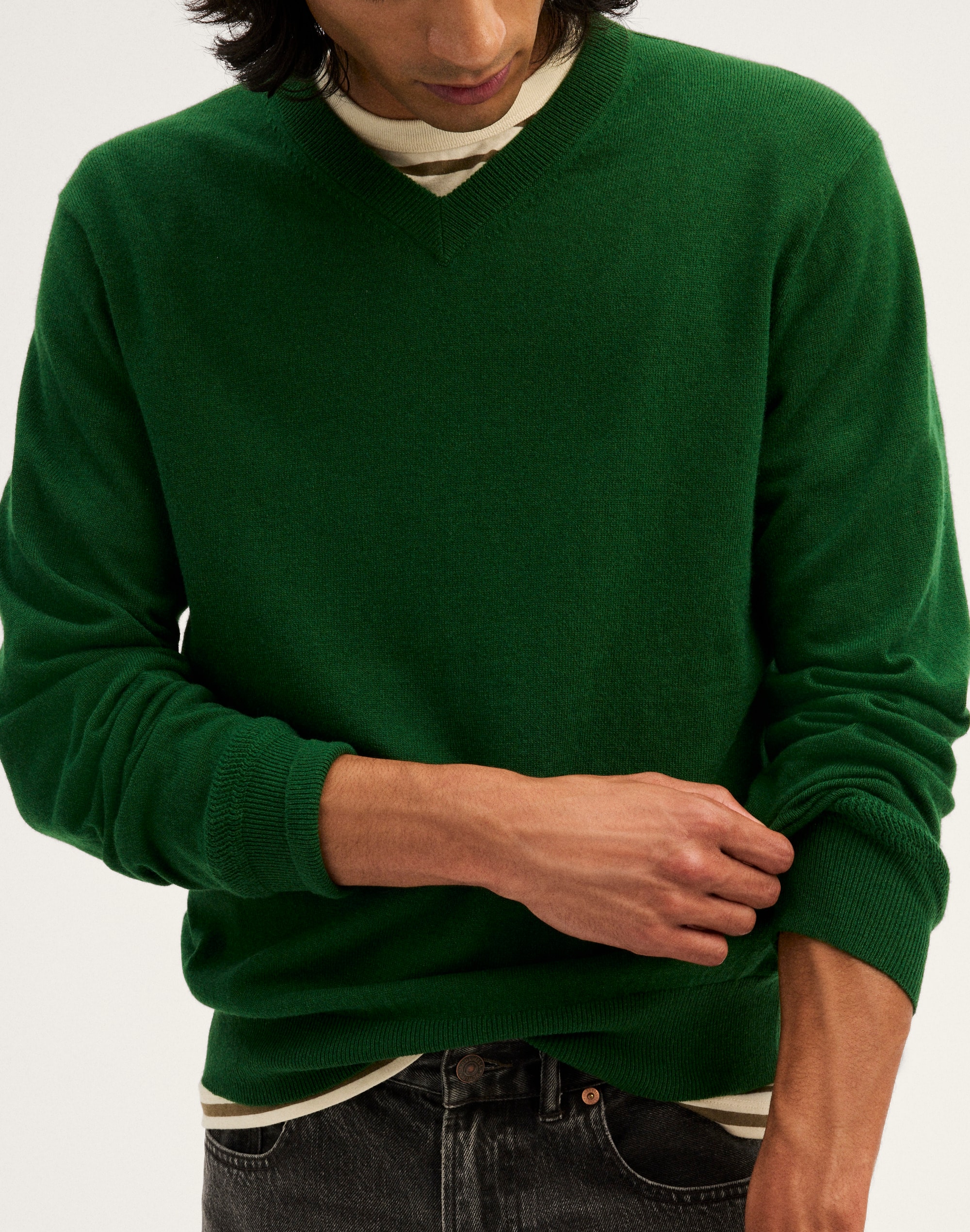 V-Neck Sweater in Harbor Wool Blend