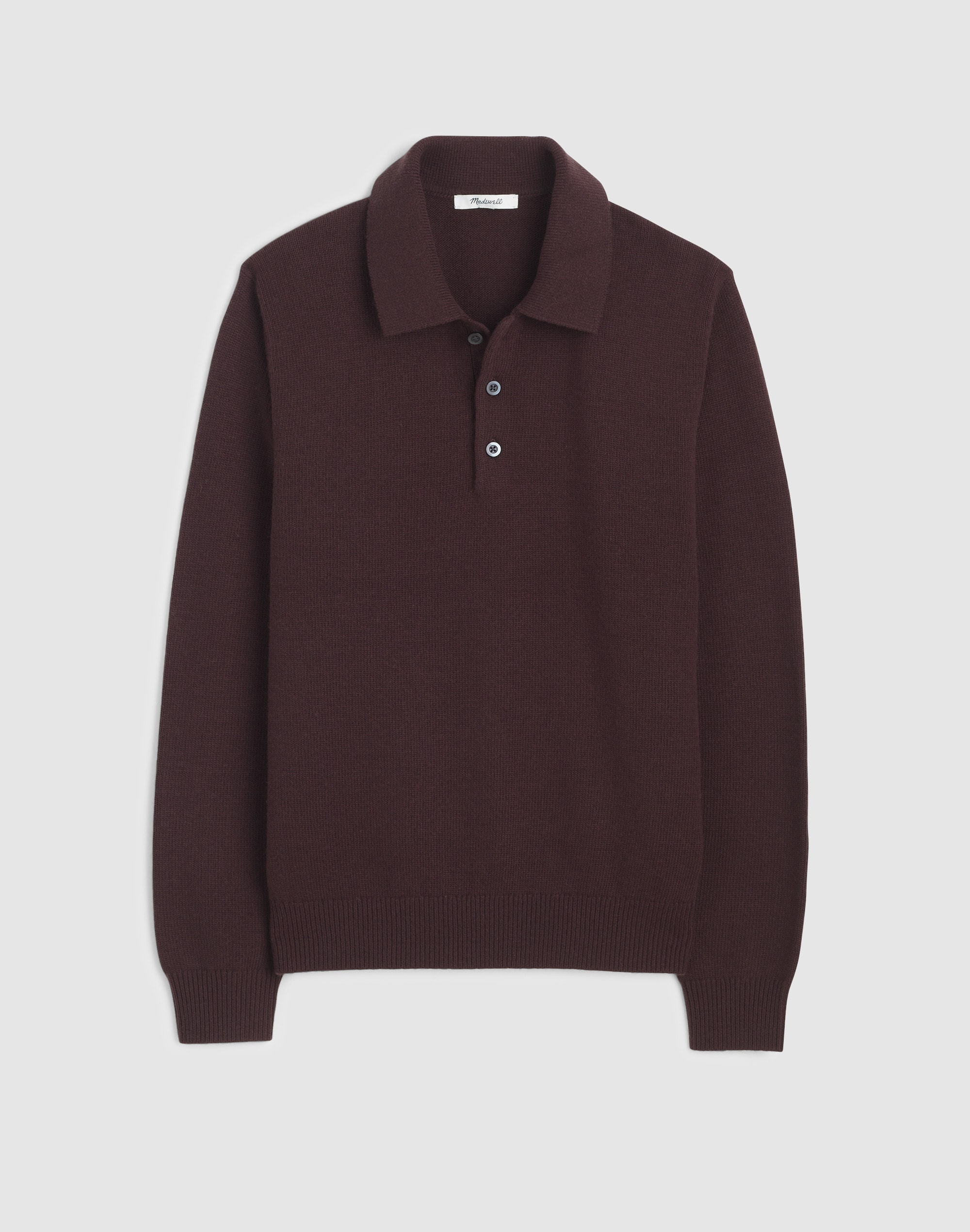 Textured-Stitch Long-Sleeve Polo in Harbor Wool Blend