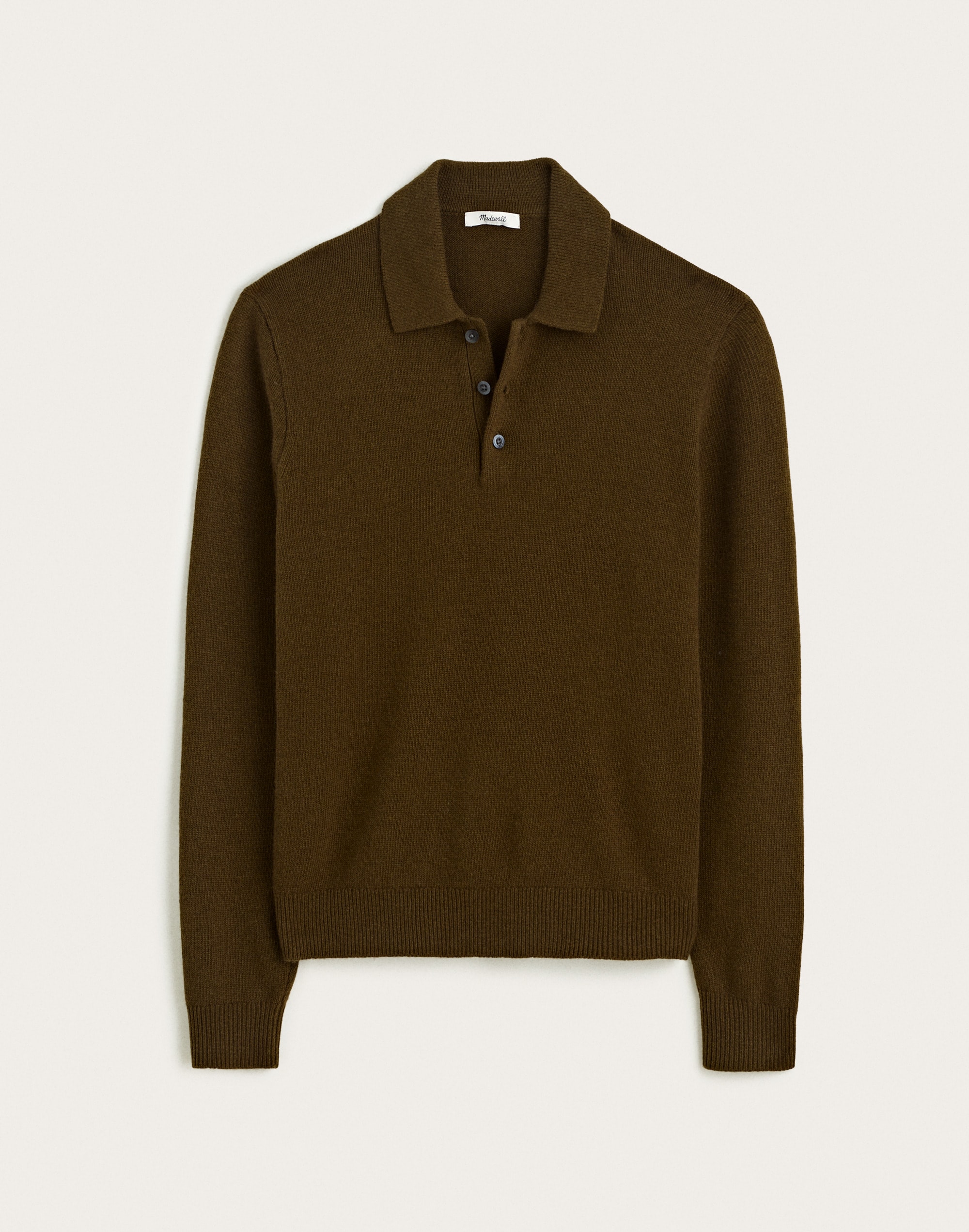 Textured-Stitch Long-Sleeve Polo in Harbor Wool Blend